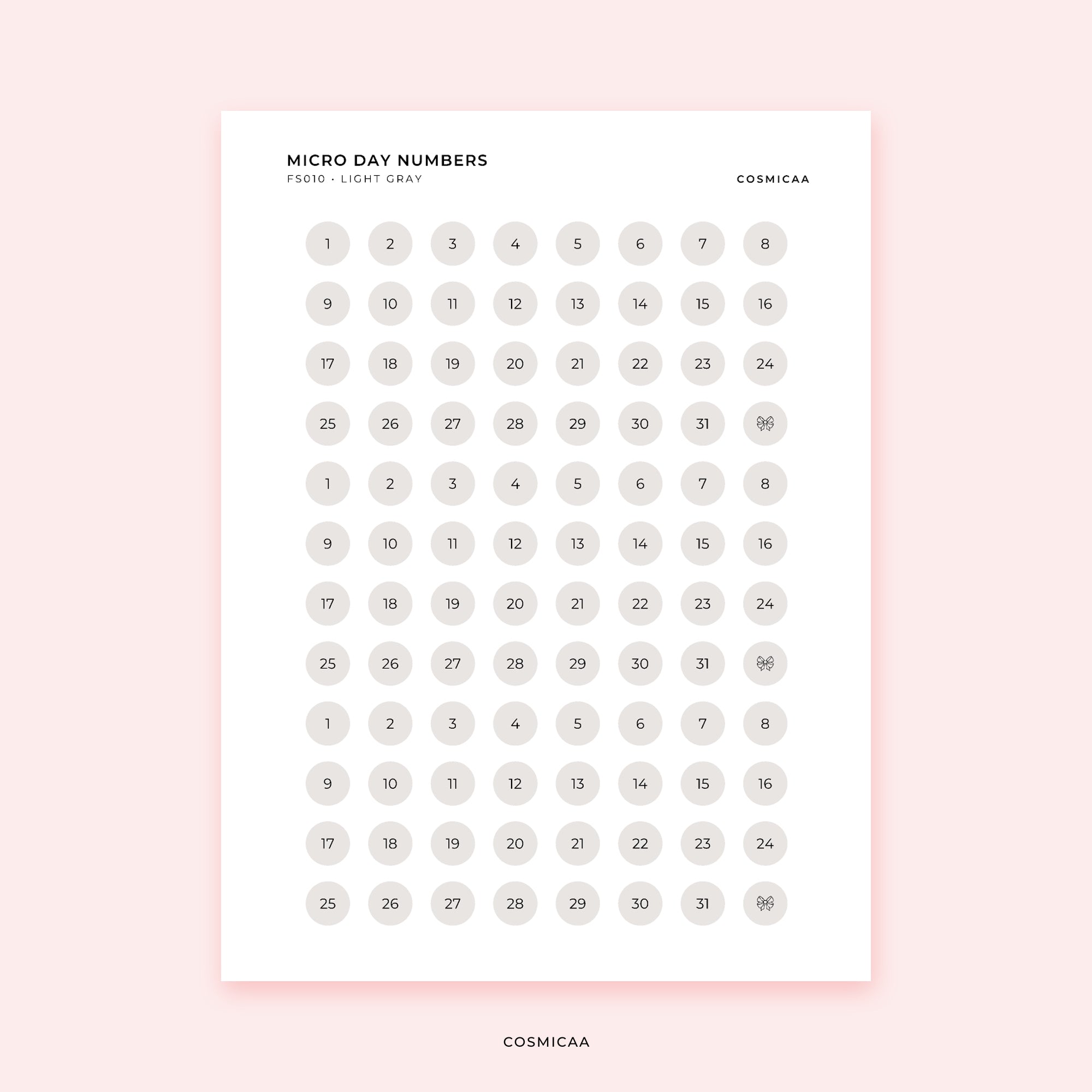 Micro Dates  - Planner Stickers