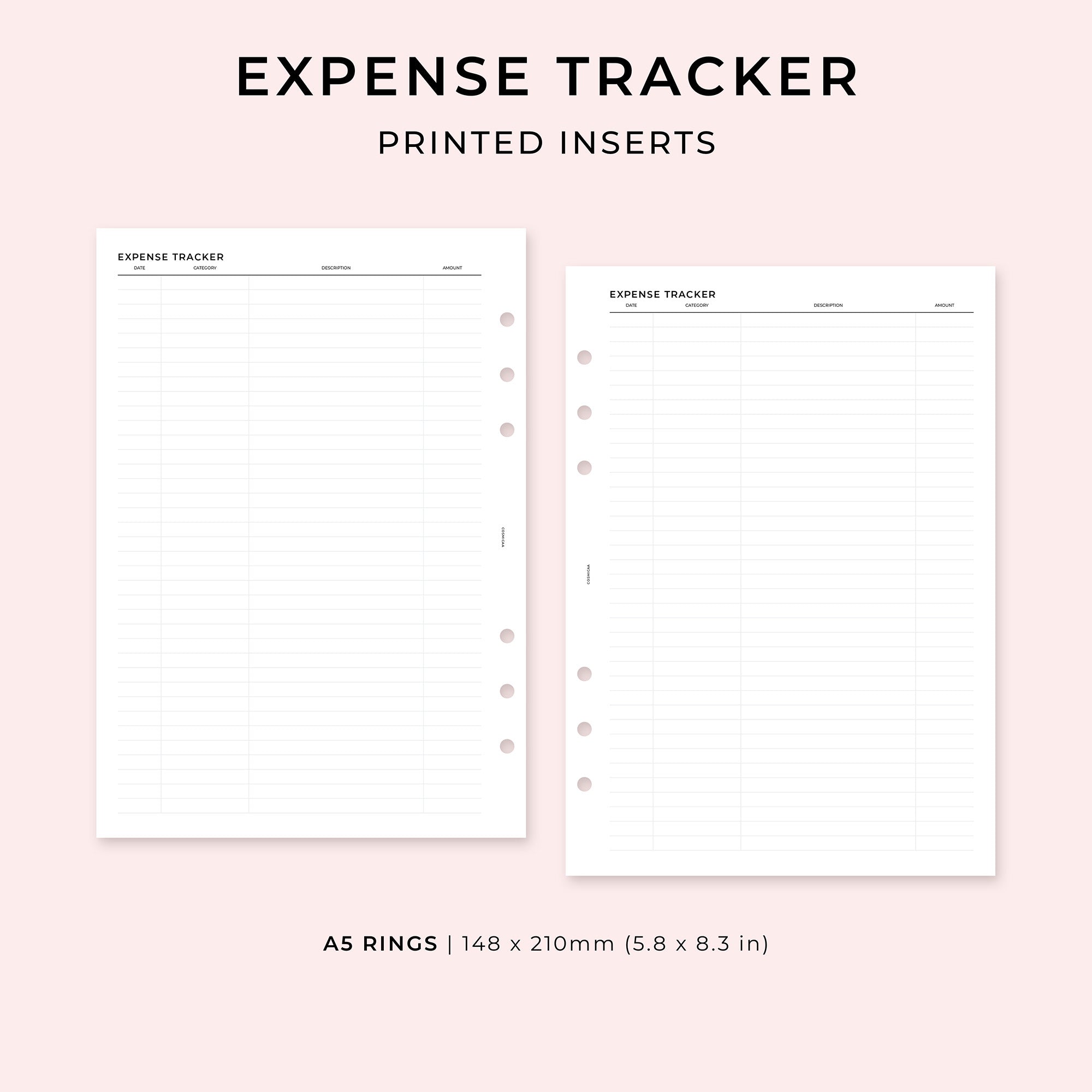 PI003 - Expense Tracker - Printed inserts