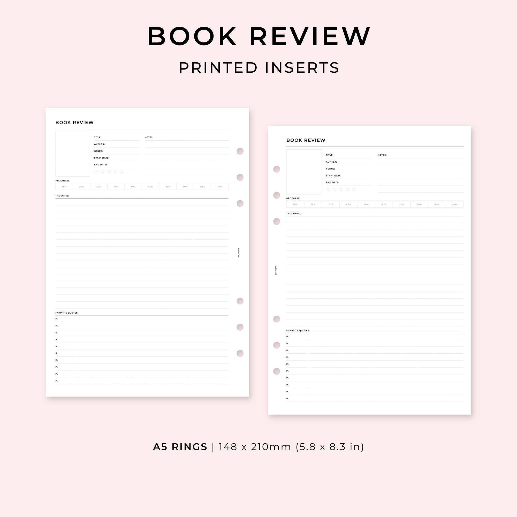 Book Review - Printed planner inserts