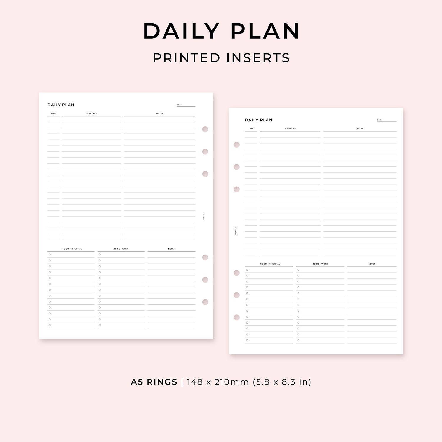 PI014 - Daily Plan undated - Printed inserts