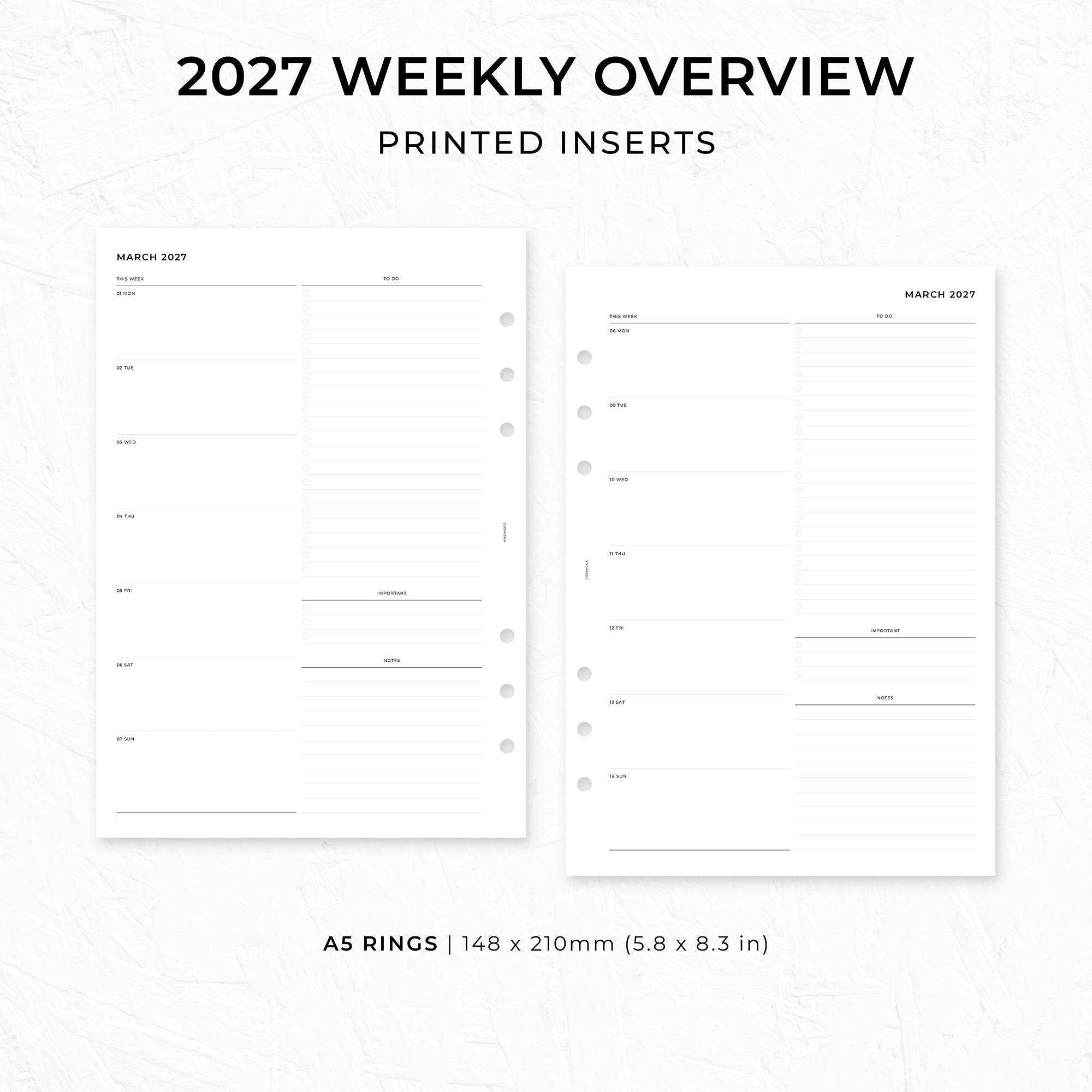 PI017 - 2027 Weekly Overview - Printed inserts
