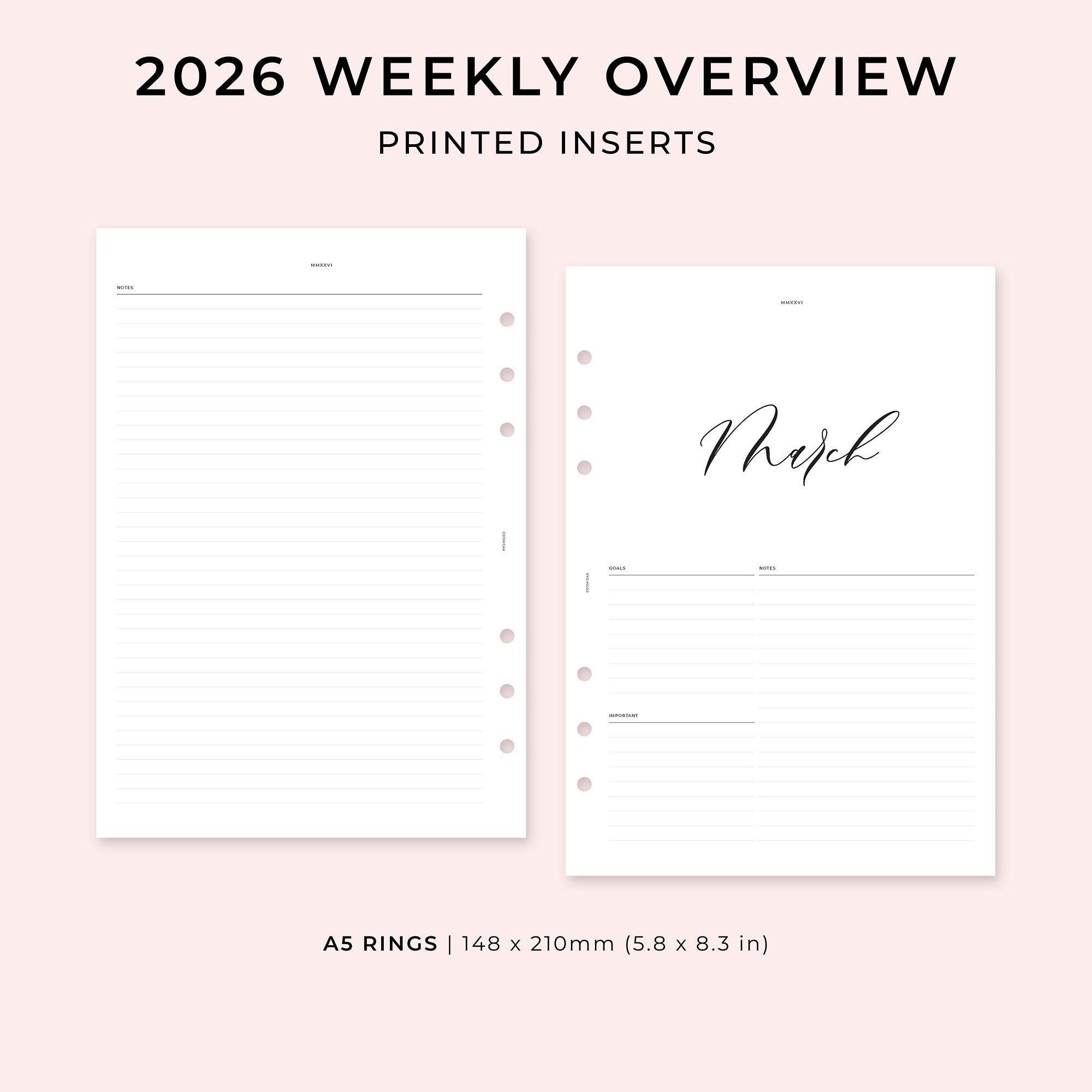 PI017 - 2026 Weekly Overview - Printed inserts