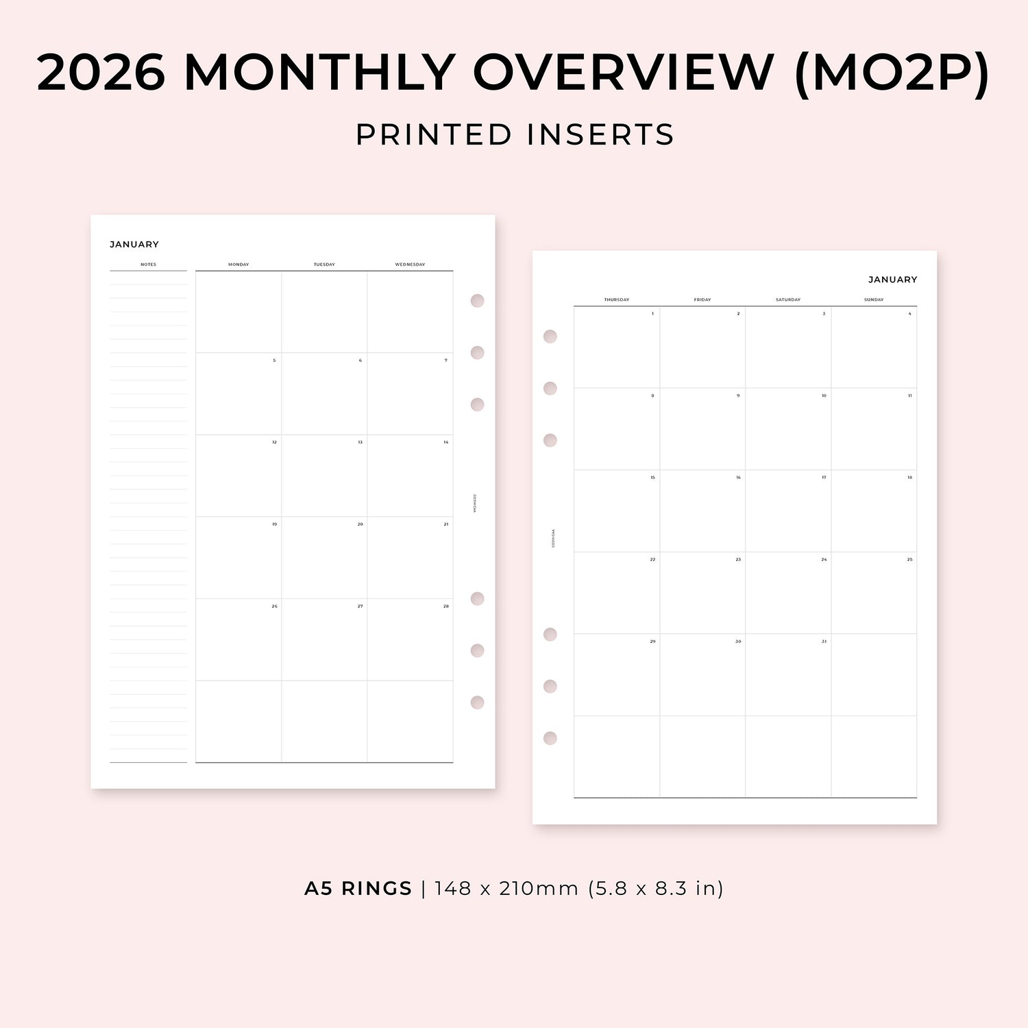 PI018 - 2026 Monthly Overview (MO2P) - Printed inserts