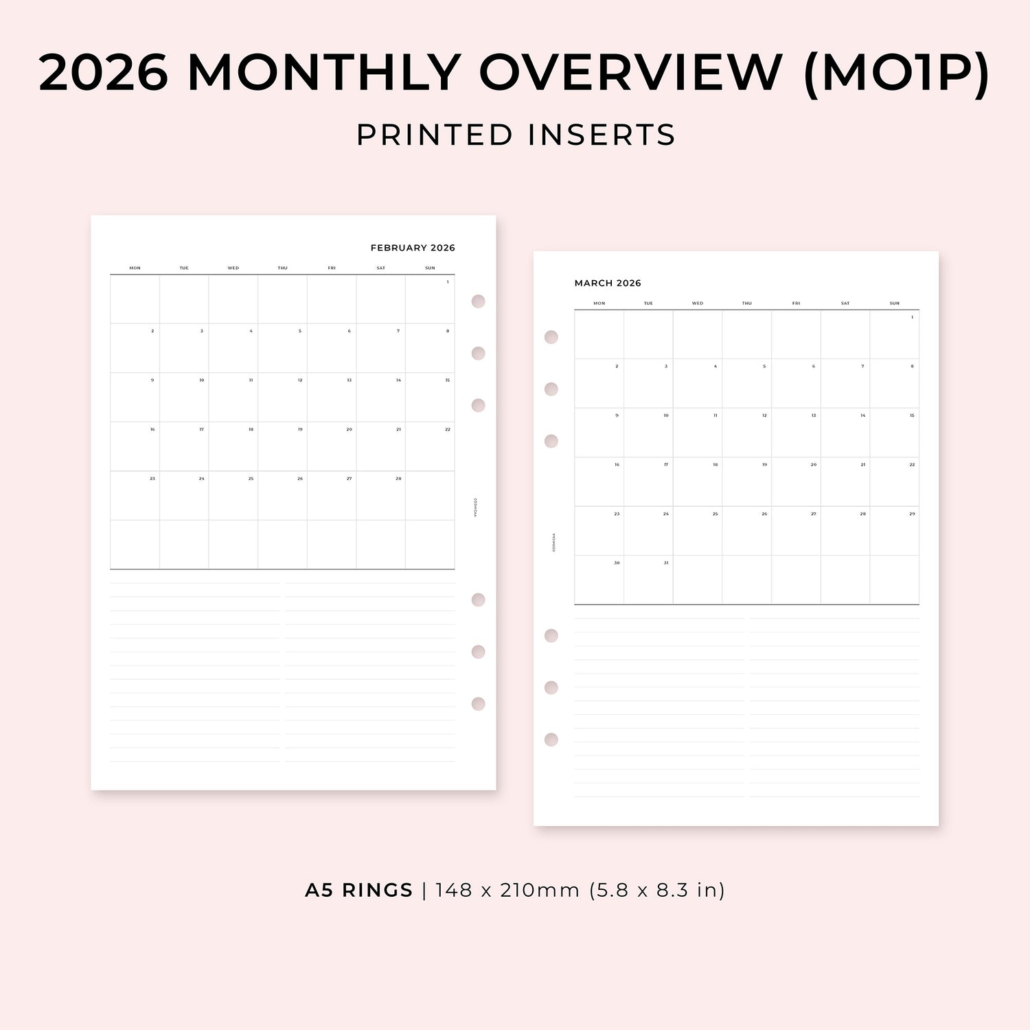 PI021 - 2026 Monthly Overview (MO1P) - Printed inserts