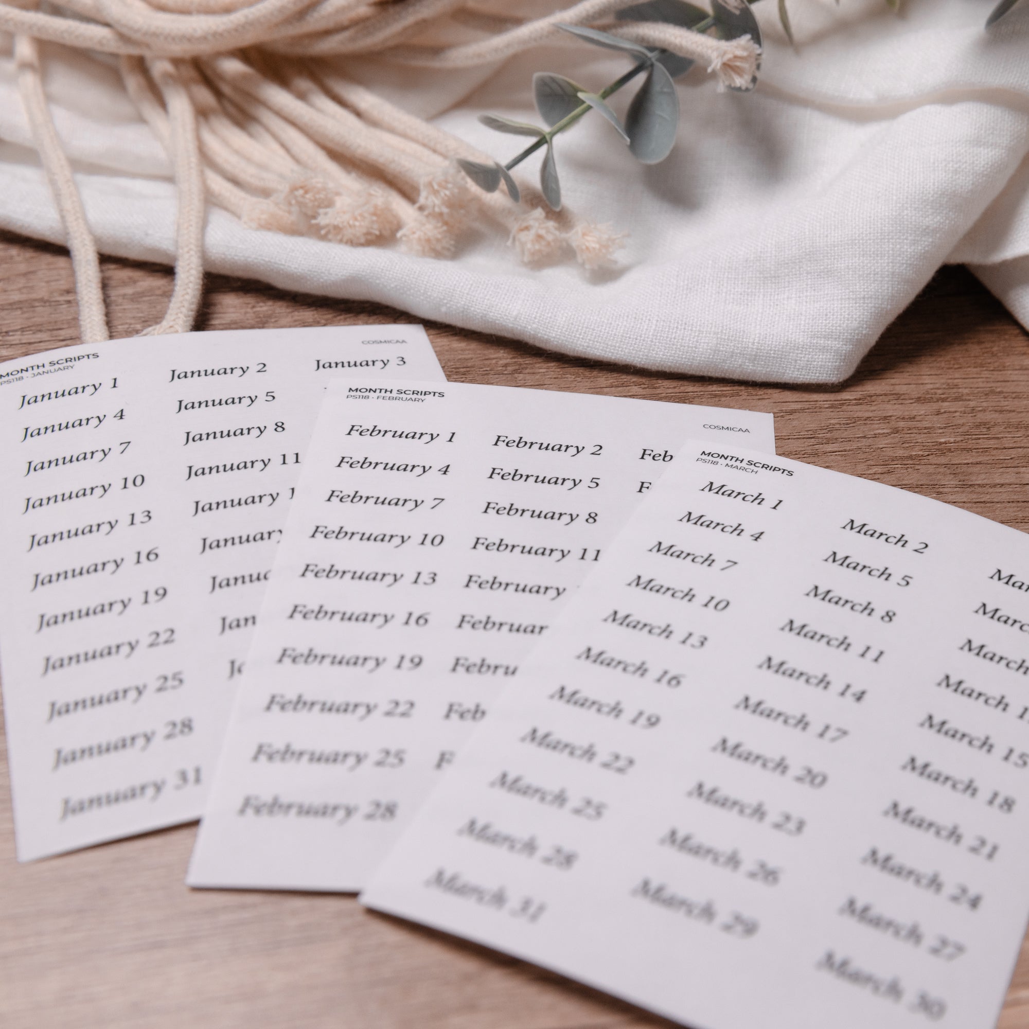 Day of the month scripts - stickers