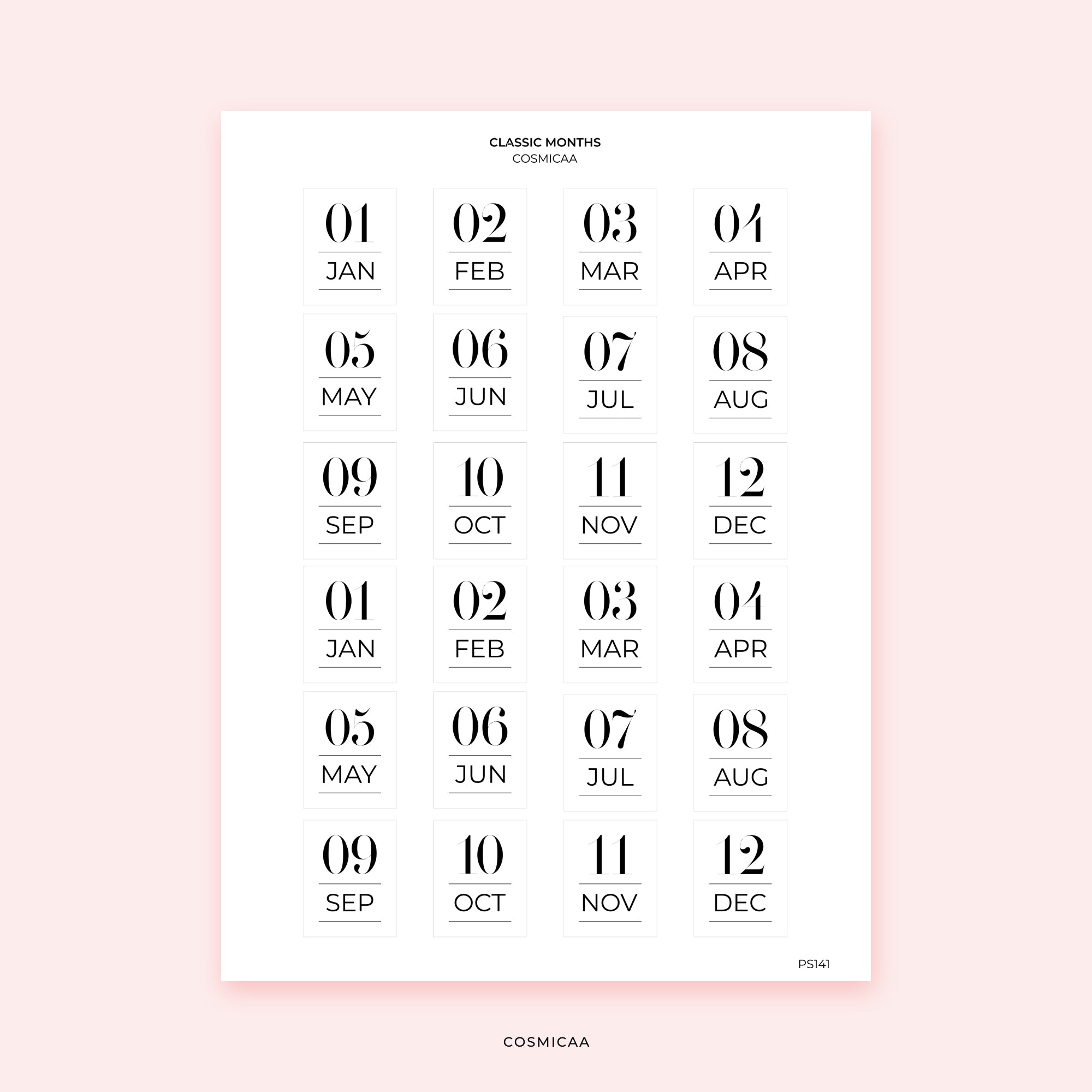 Classic Months - Planner Stickers