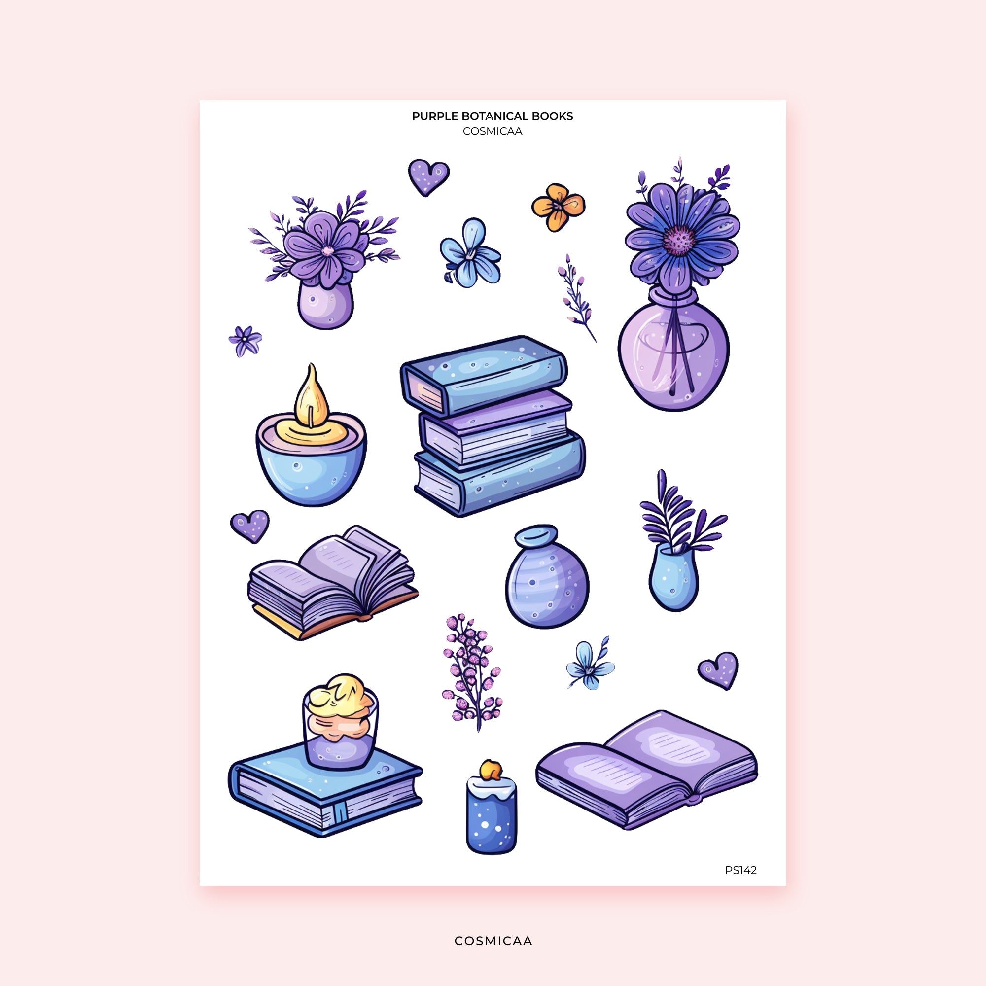 Purple botanical books - Planner Stickers