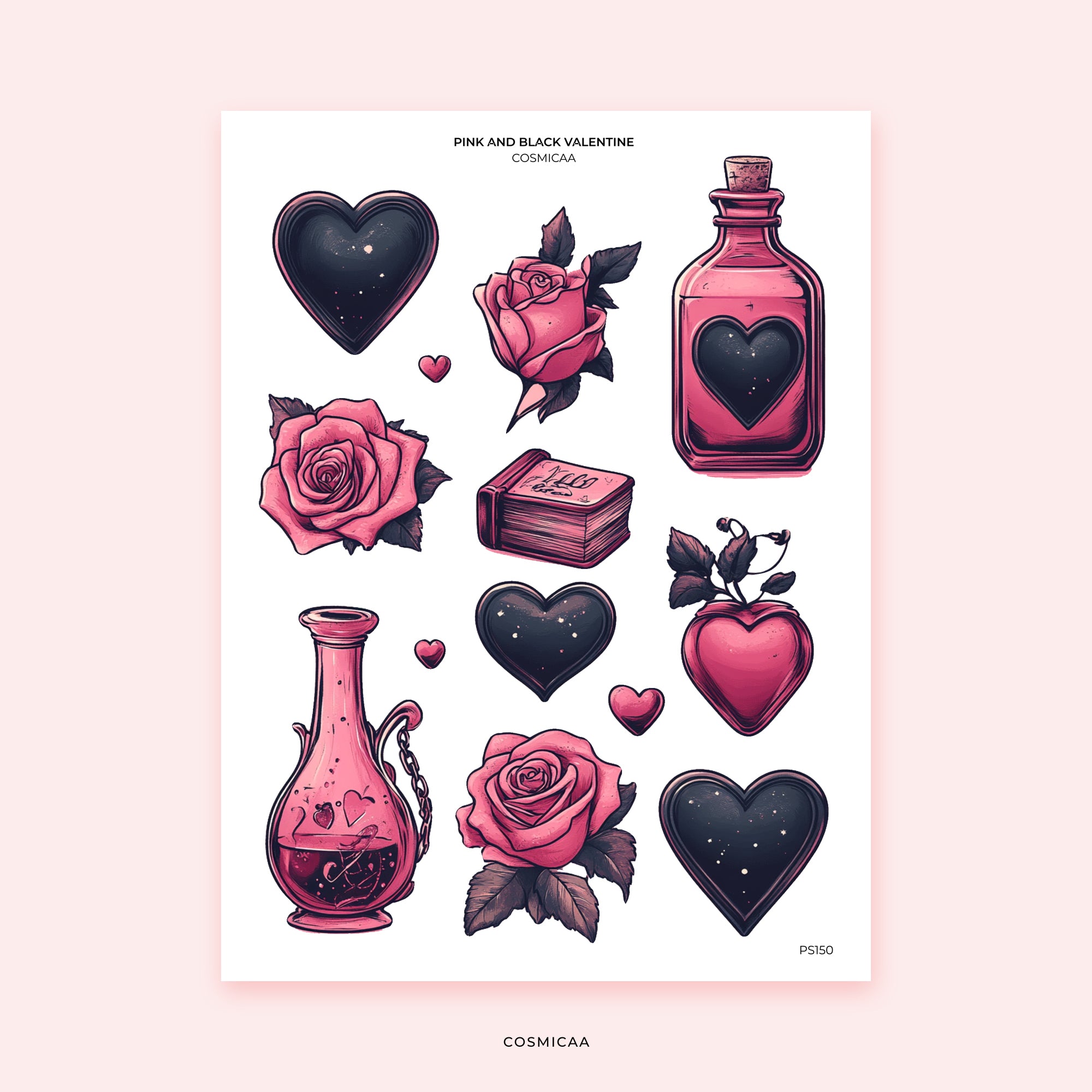 Pink and black valentine - Planner Stickers