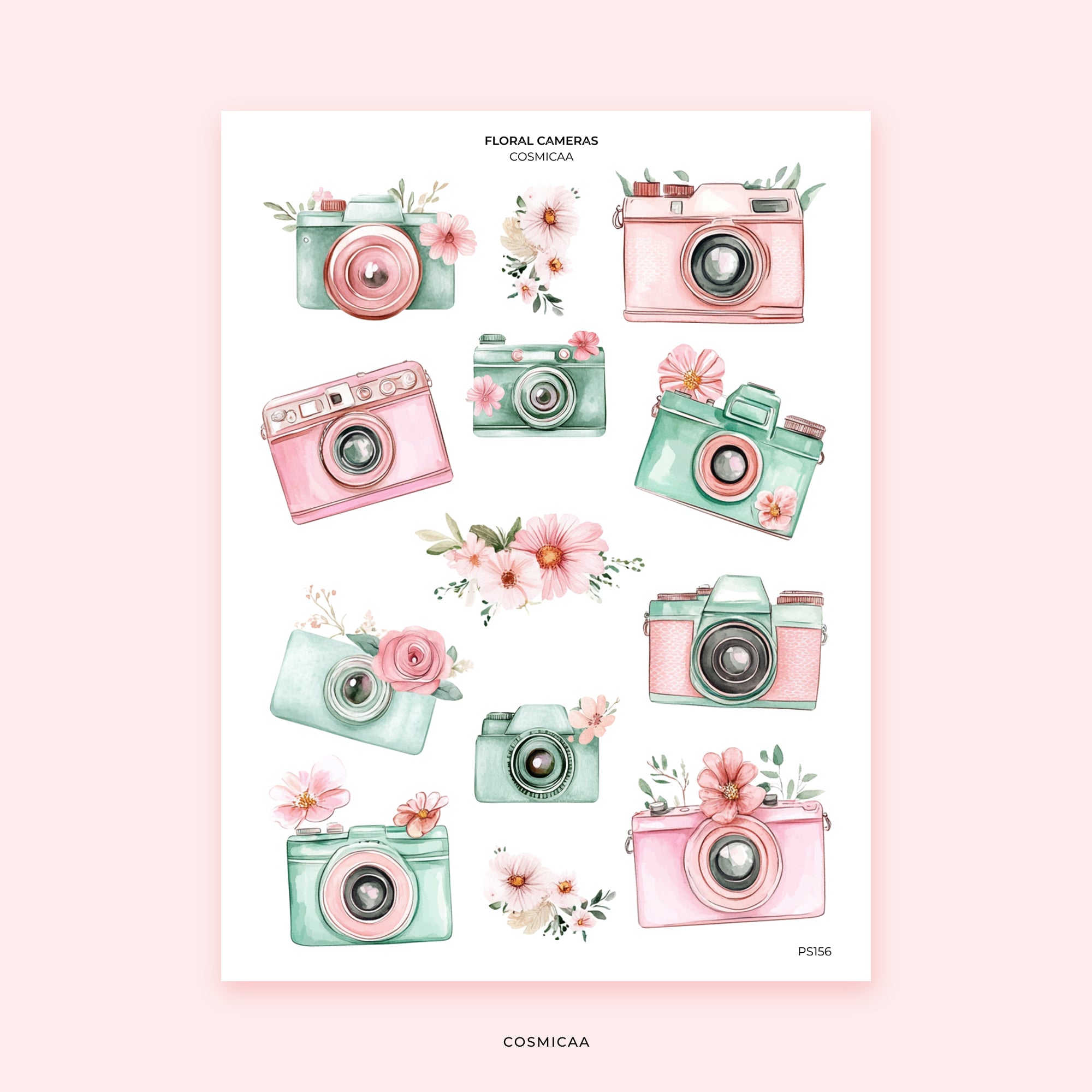 Floral cameras - Planner Stickers