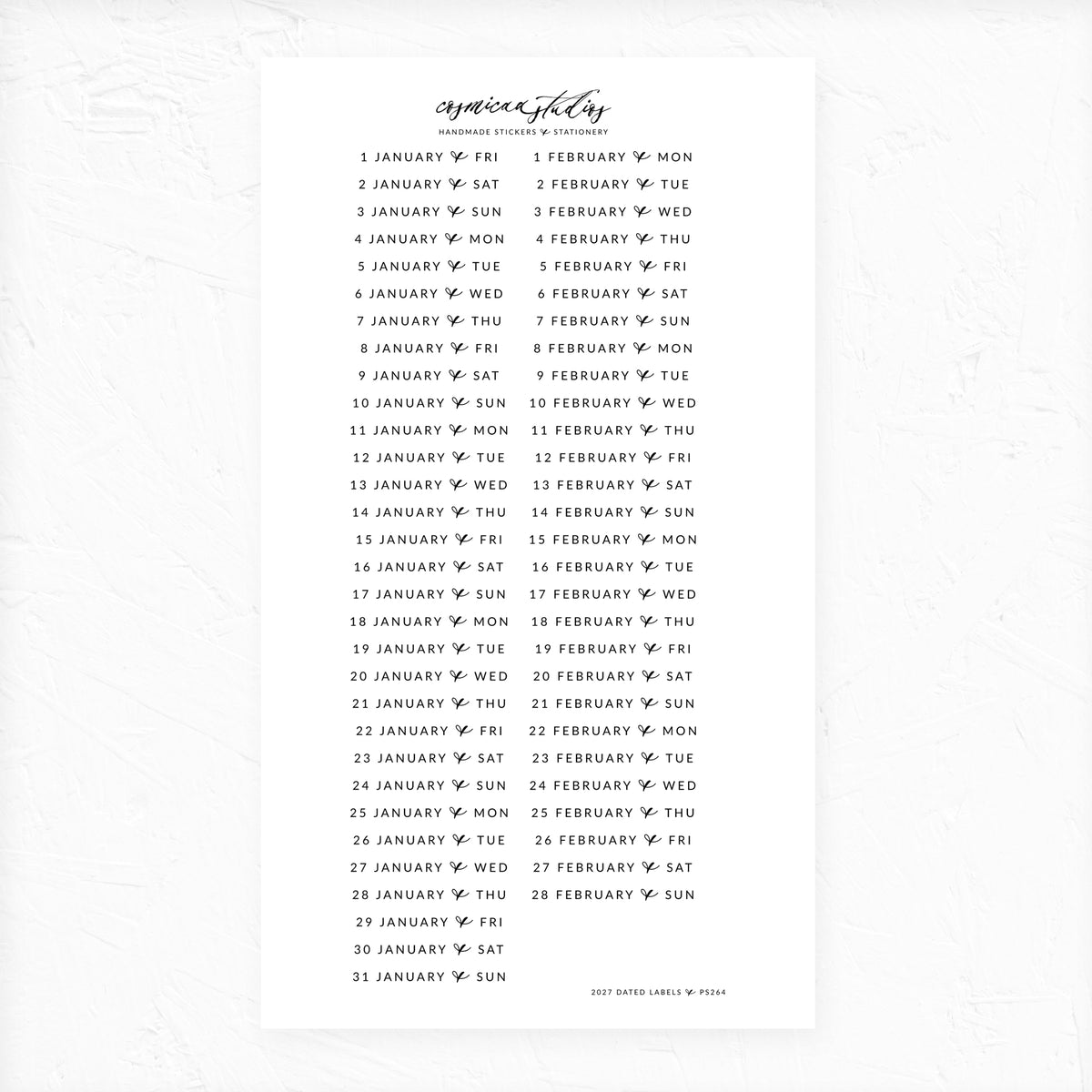 2027 Dated Headers - Planner Stickers