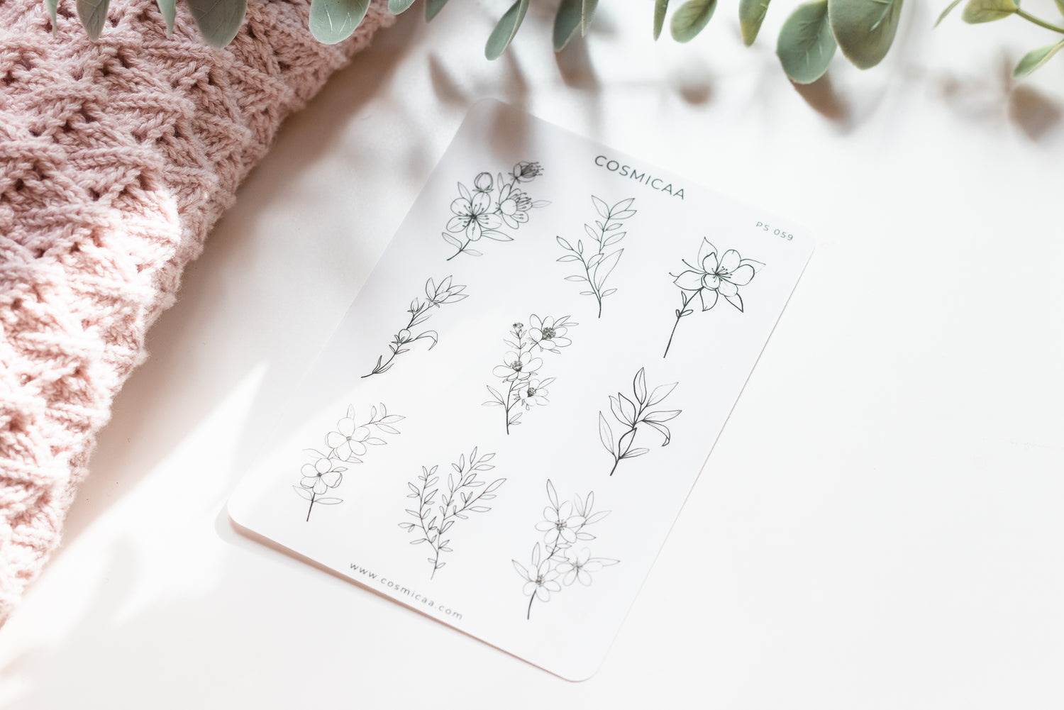 Line Art Flowers - Planner Stickers