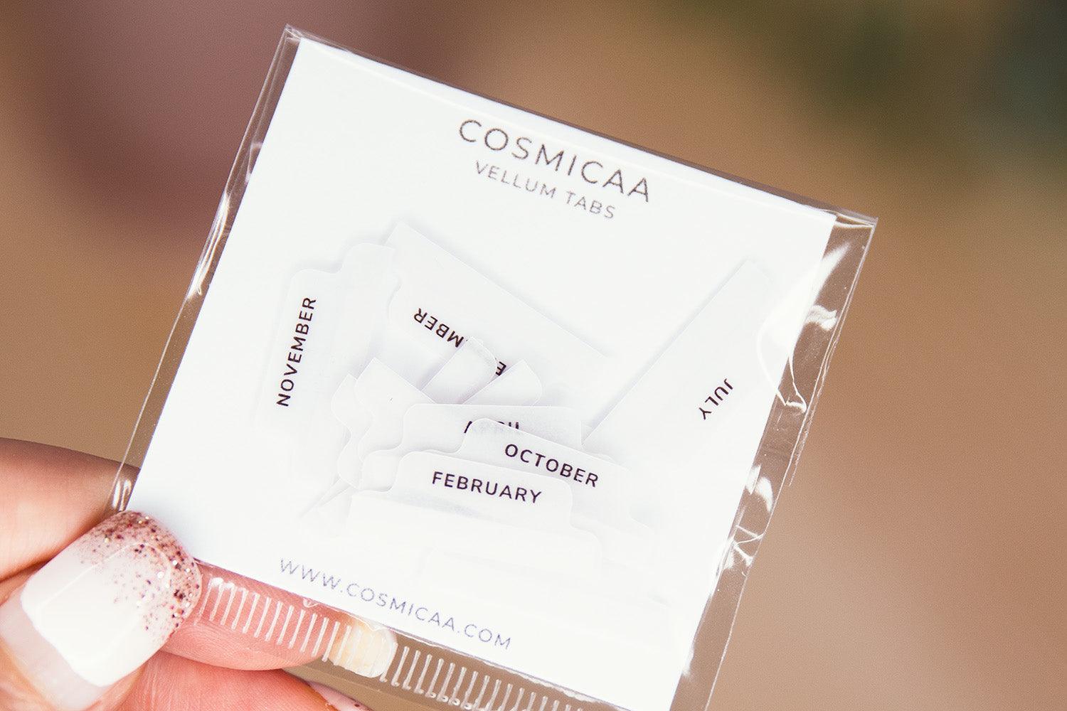 Vellum Monthly Tabs - Planner tabs - Cosmicaa