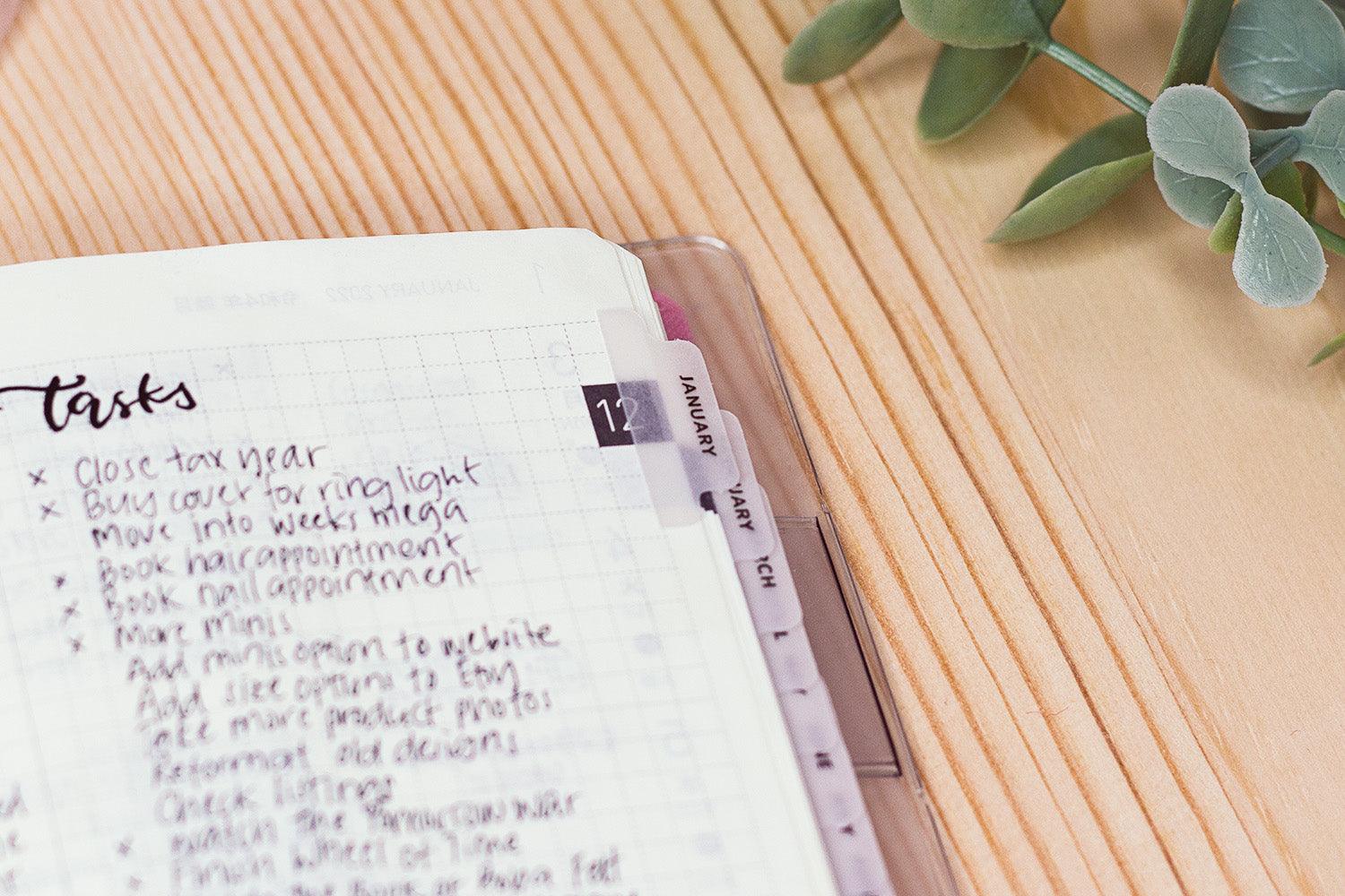 Vellum Monthly Tabs - Planner tabs - Cosmicaa