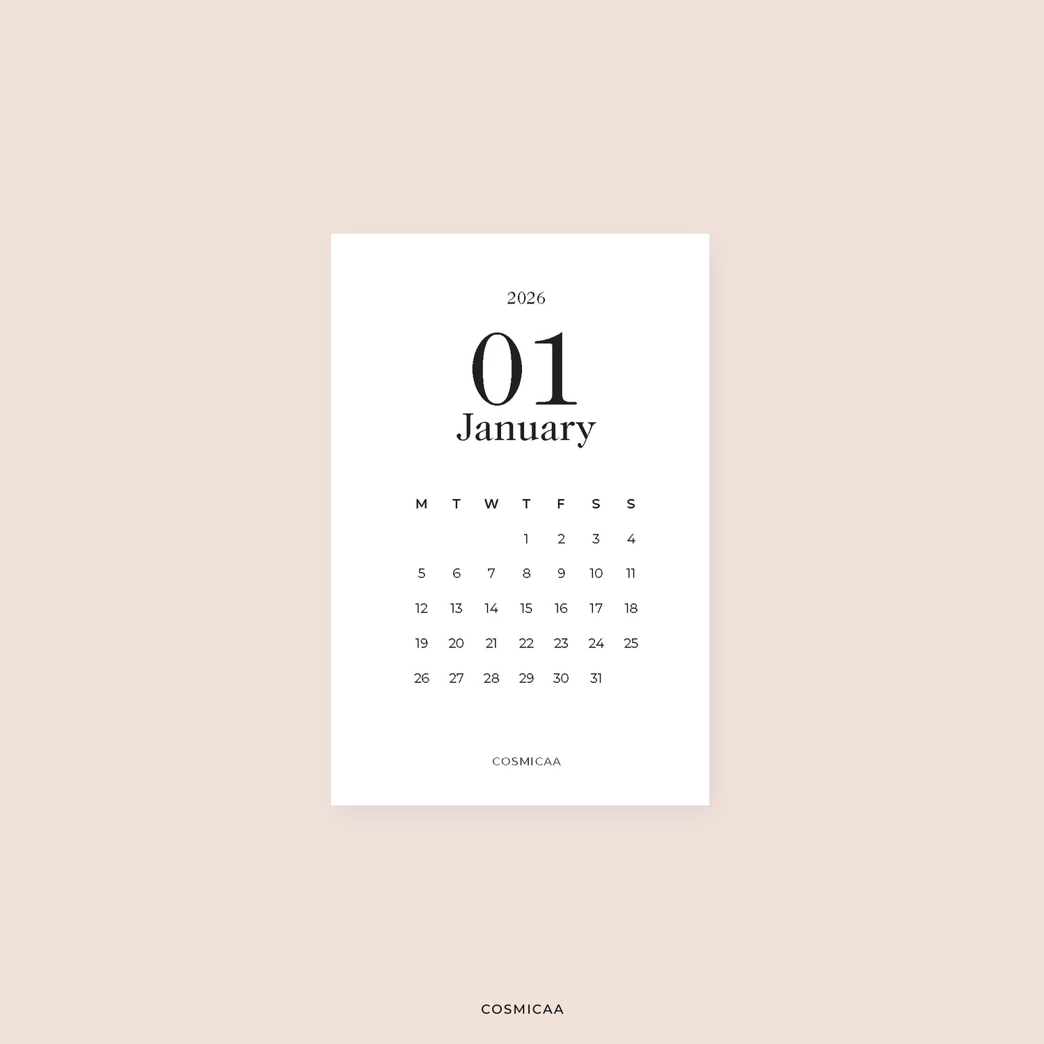 PC010 - 2026 Monthly Calendar Cards - Planner card