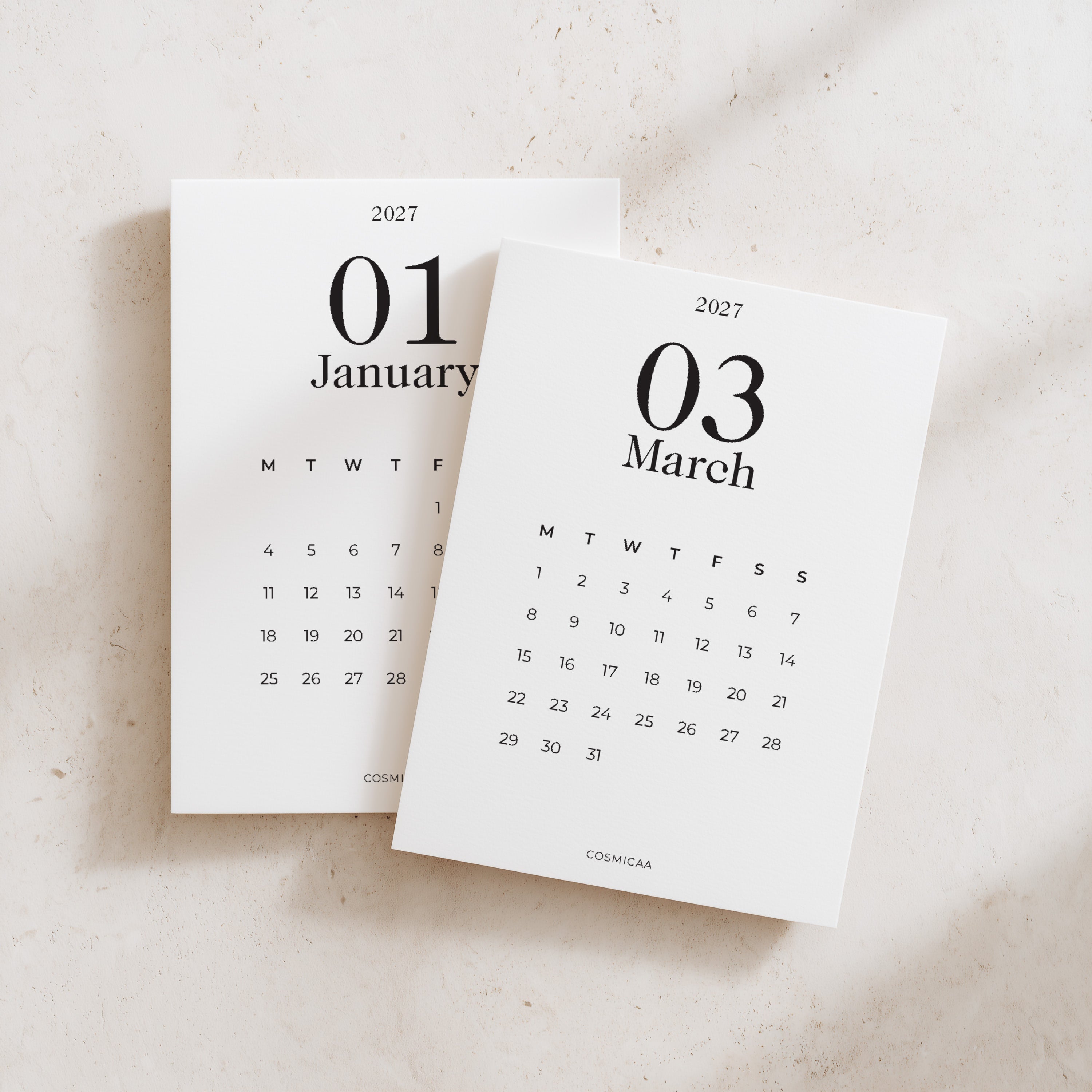 PC010 - 2027 Monthly Calendar Cards - Planner card