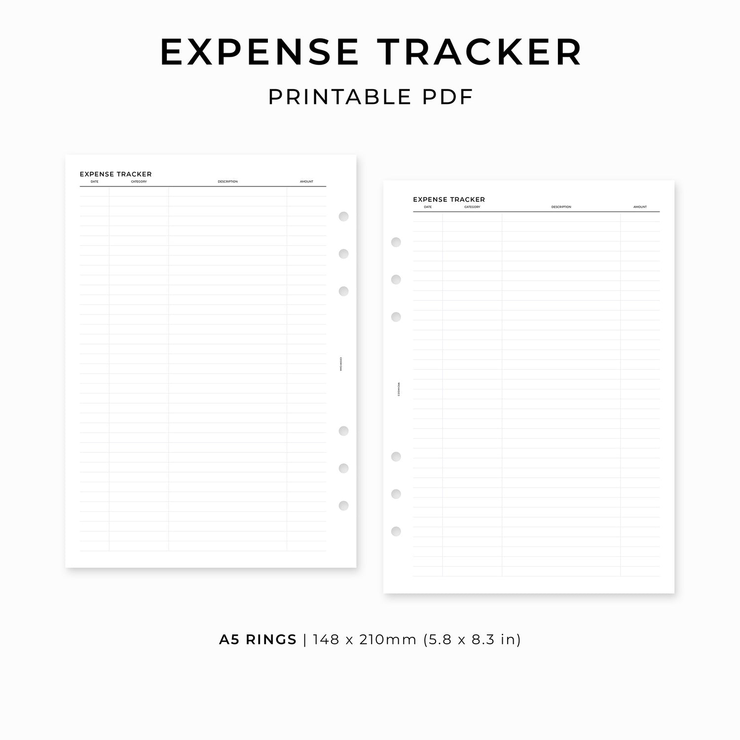 Expense Tracker - Printable inserts