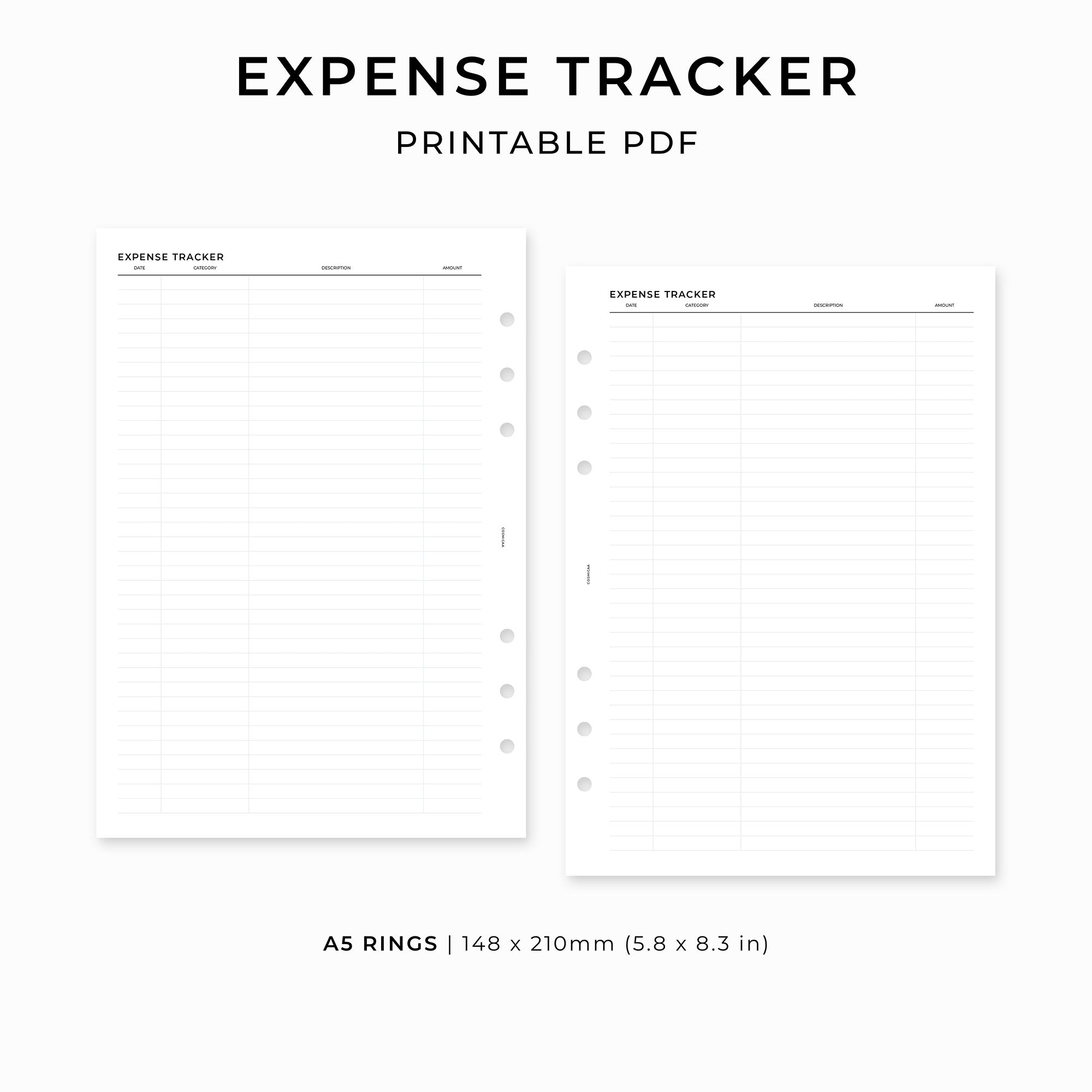 Expense Tracker - Printable inserts