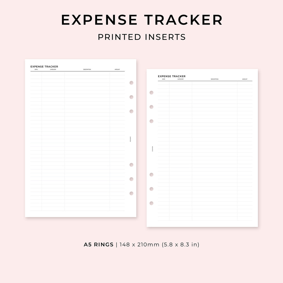 Expense Tracker - Printed planner inserts