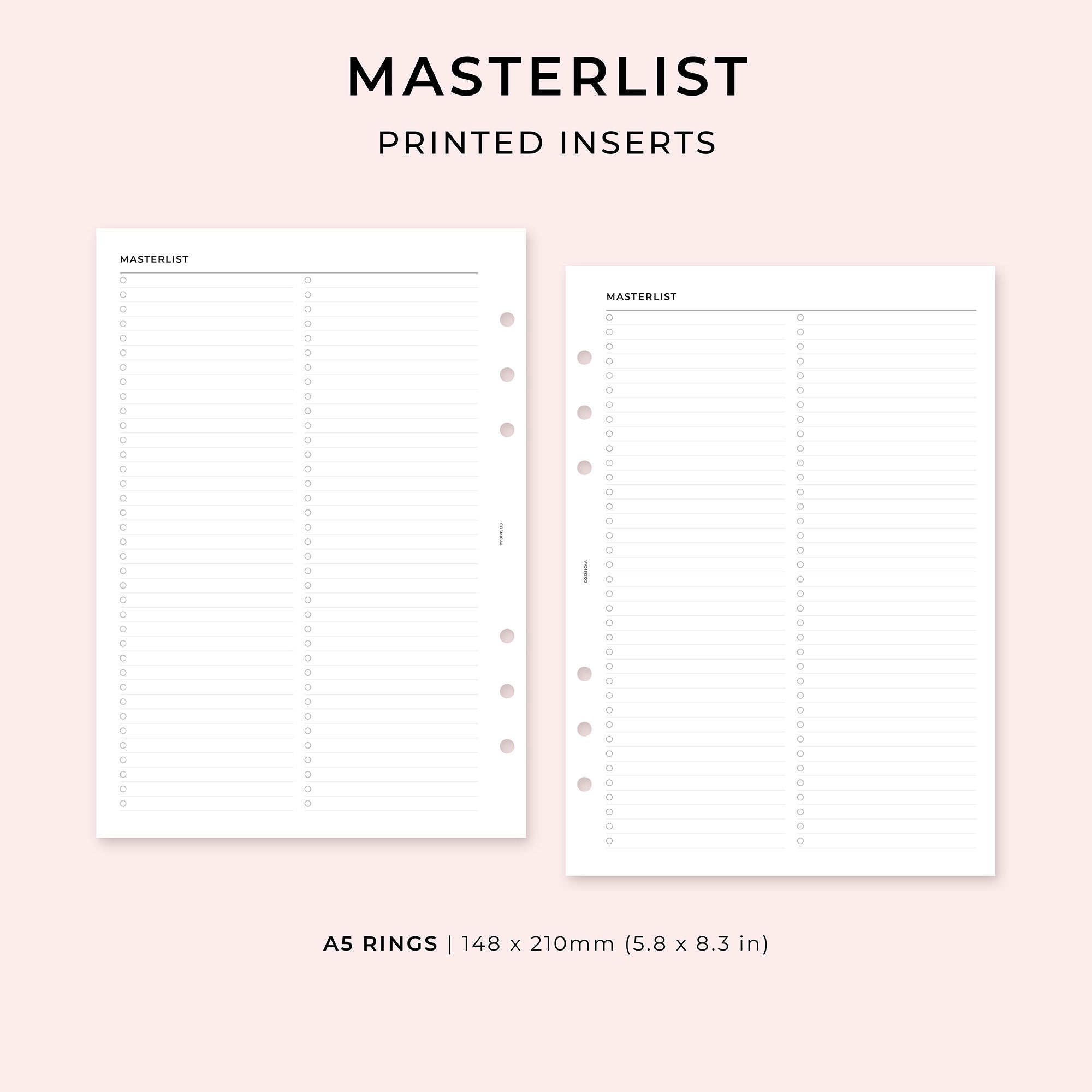 PI005 - Masterlist - Printed inserts