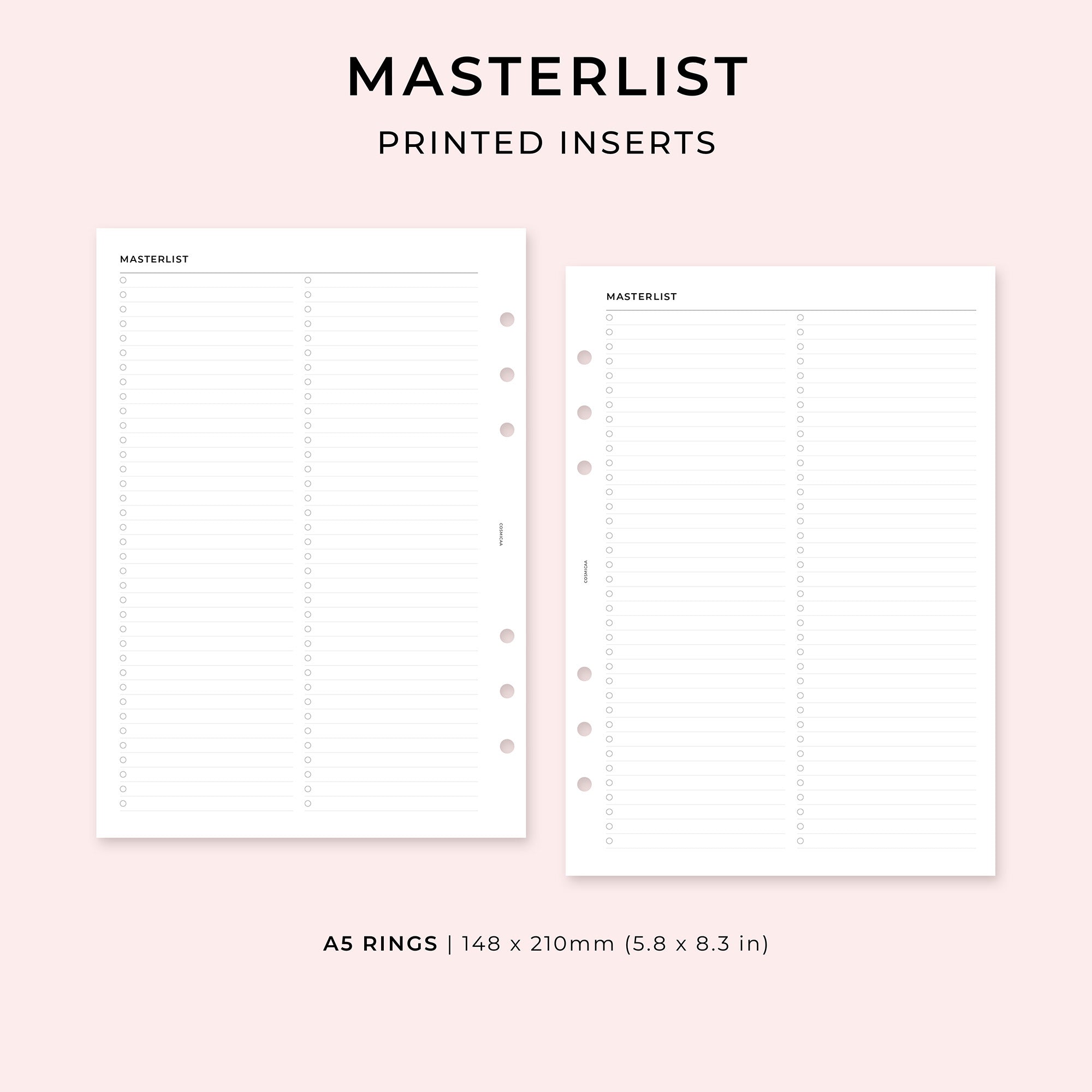 Masterlist - Printed planner inserts