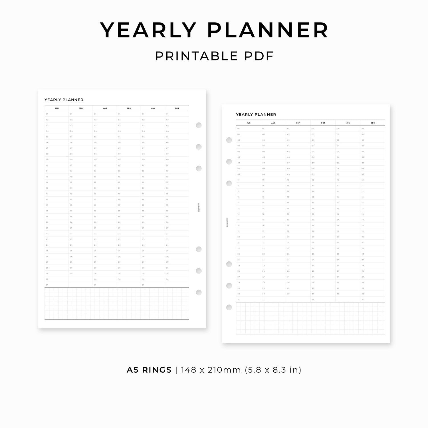 Yearly Planner - Printable inserts