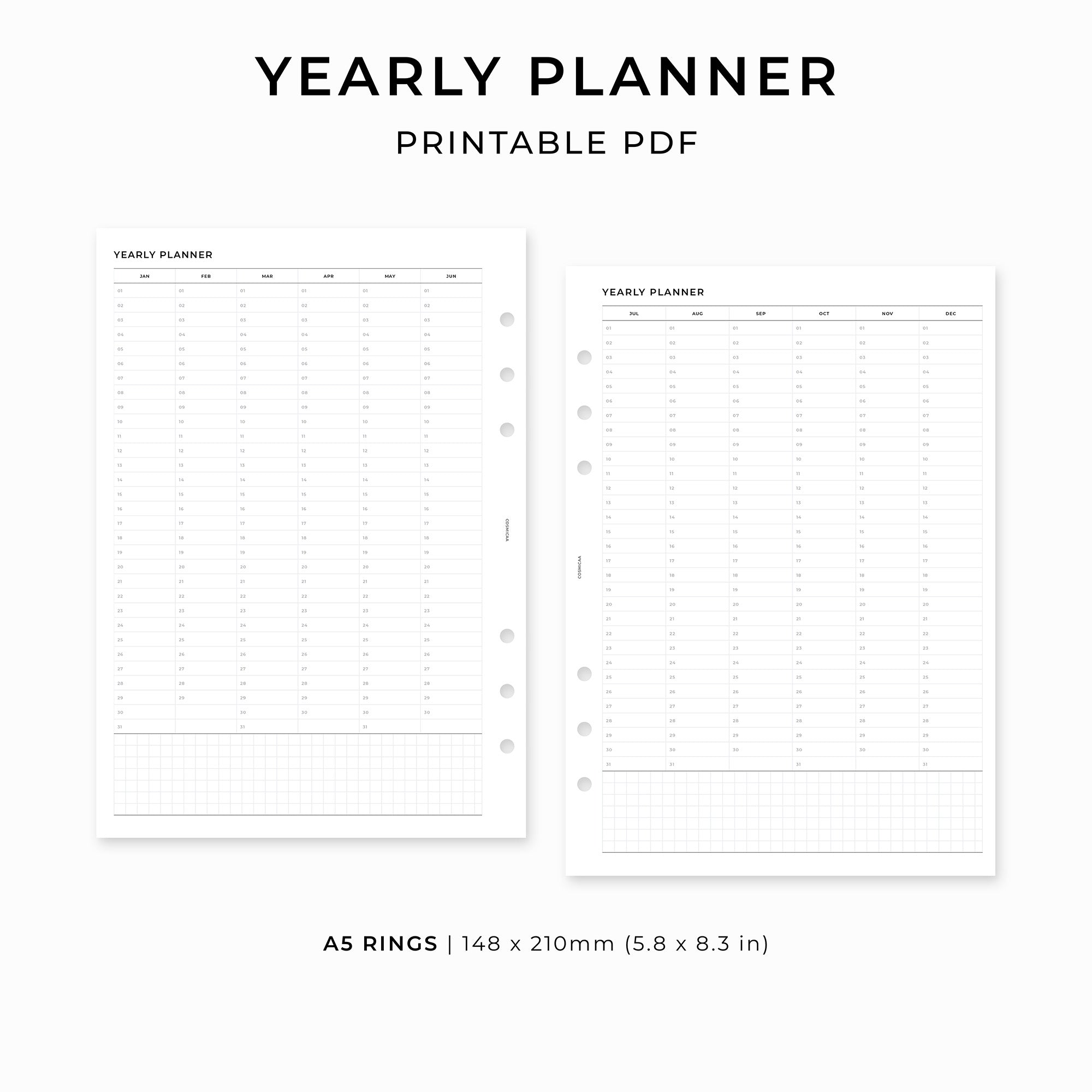 Yearly Planner - Printable inserts