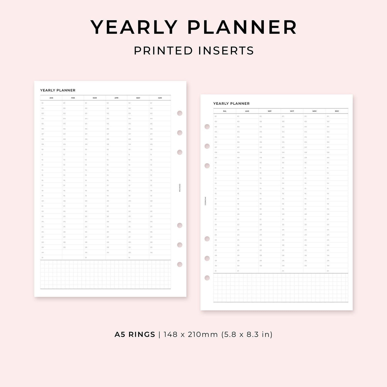 Yearly Planner - Printed planner inserts