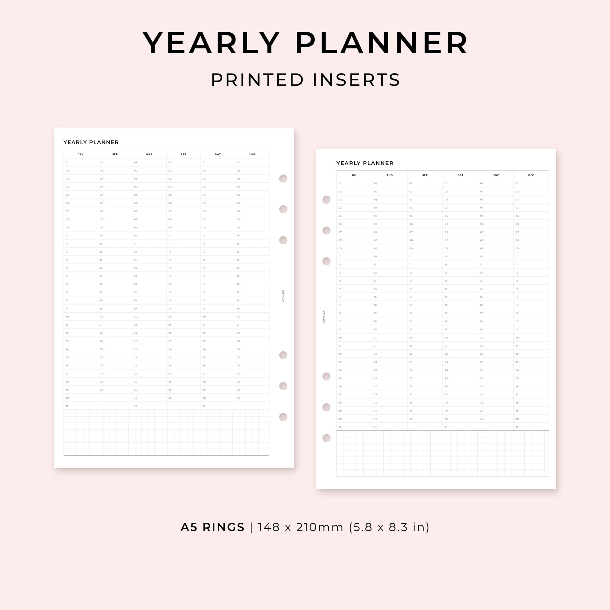 Yearly Planner - Printed planner inserts