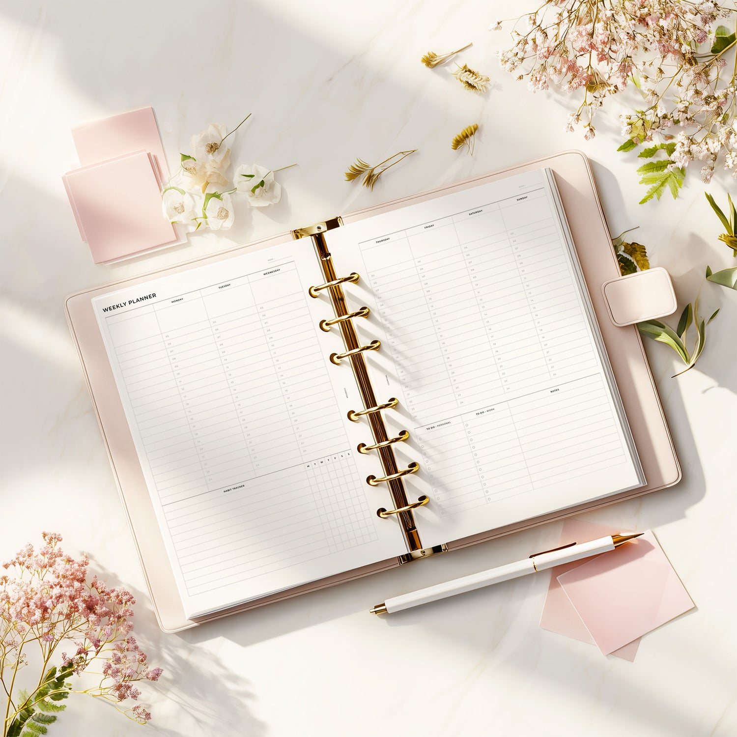 PI012 - Weekly Planner undated (WO2P vertical) - Printed inserts