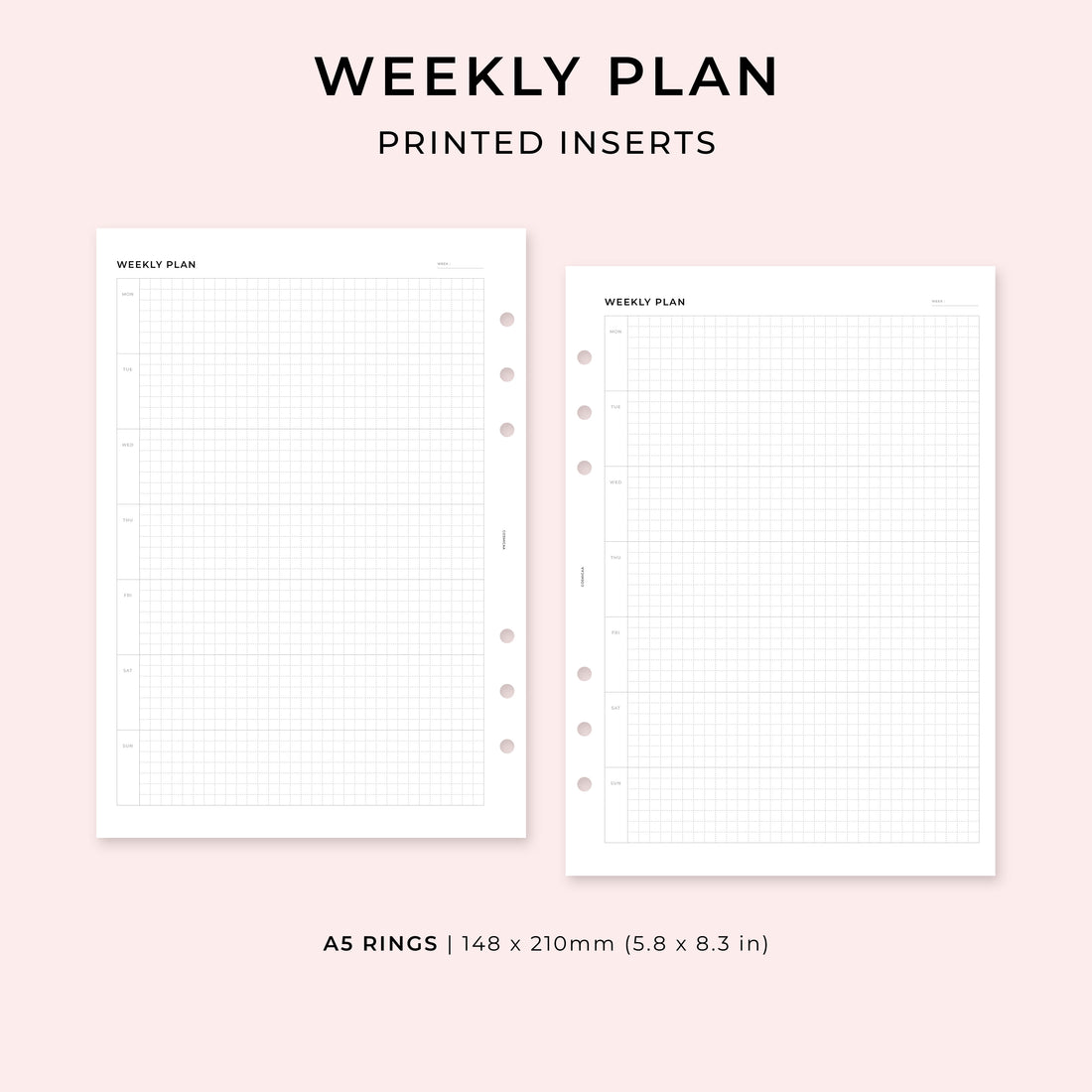 PI013 - Weekly Plan undated (horizontal grid) - Printed inserts