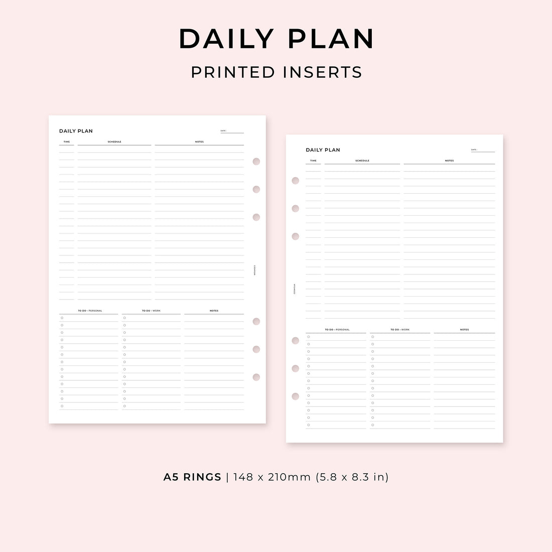 PI014 - Daily Plan undated - Printed inserts