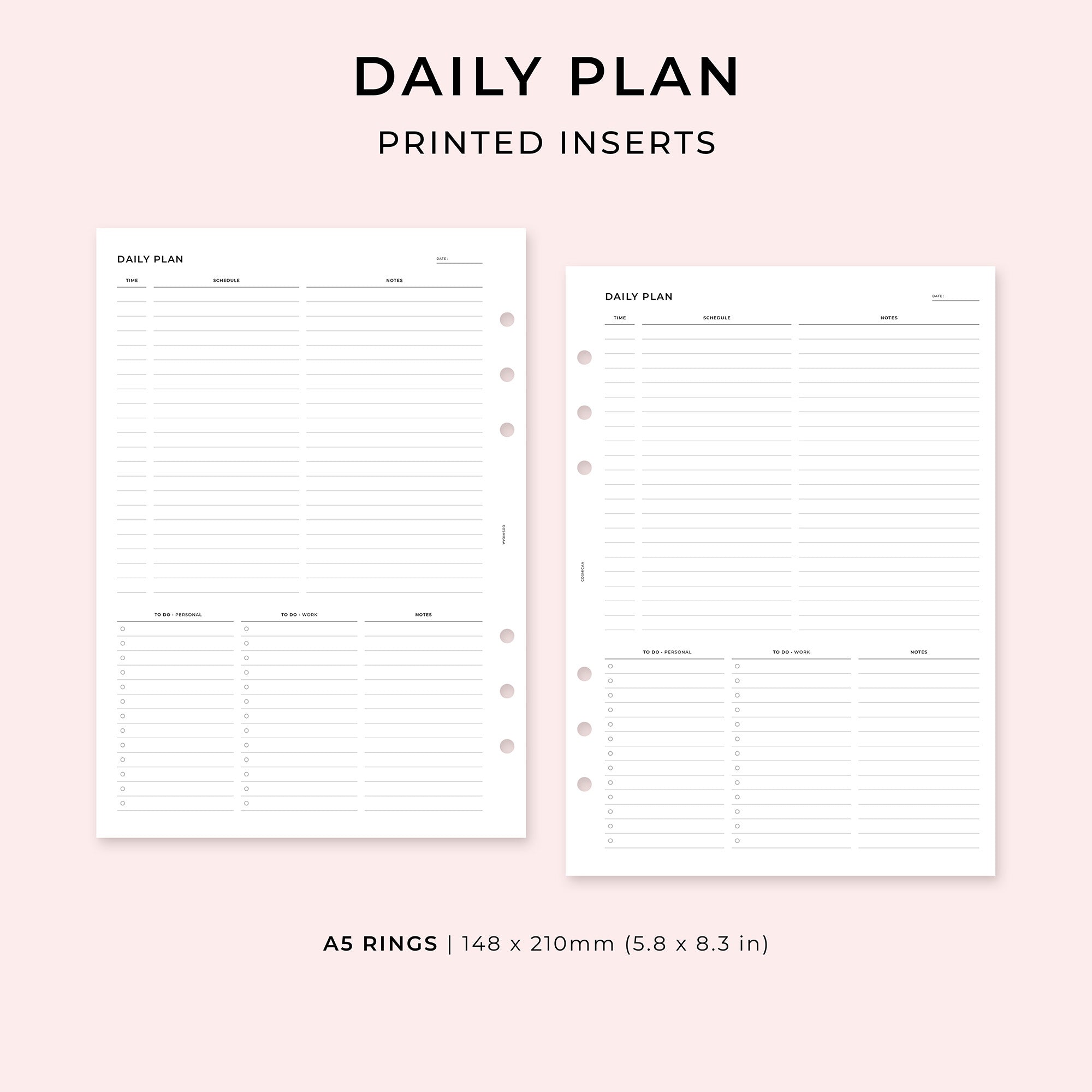 PI014 - Daily Plan undated - Printed inserts