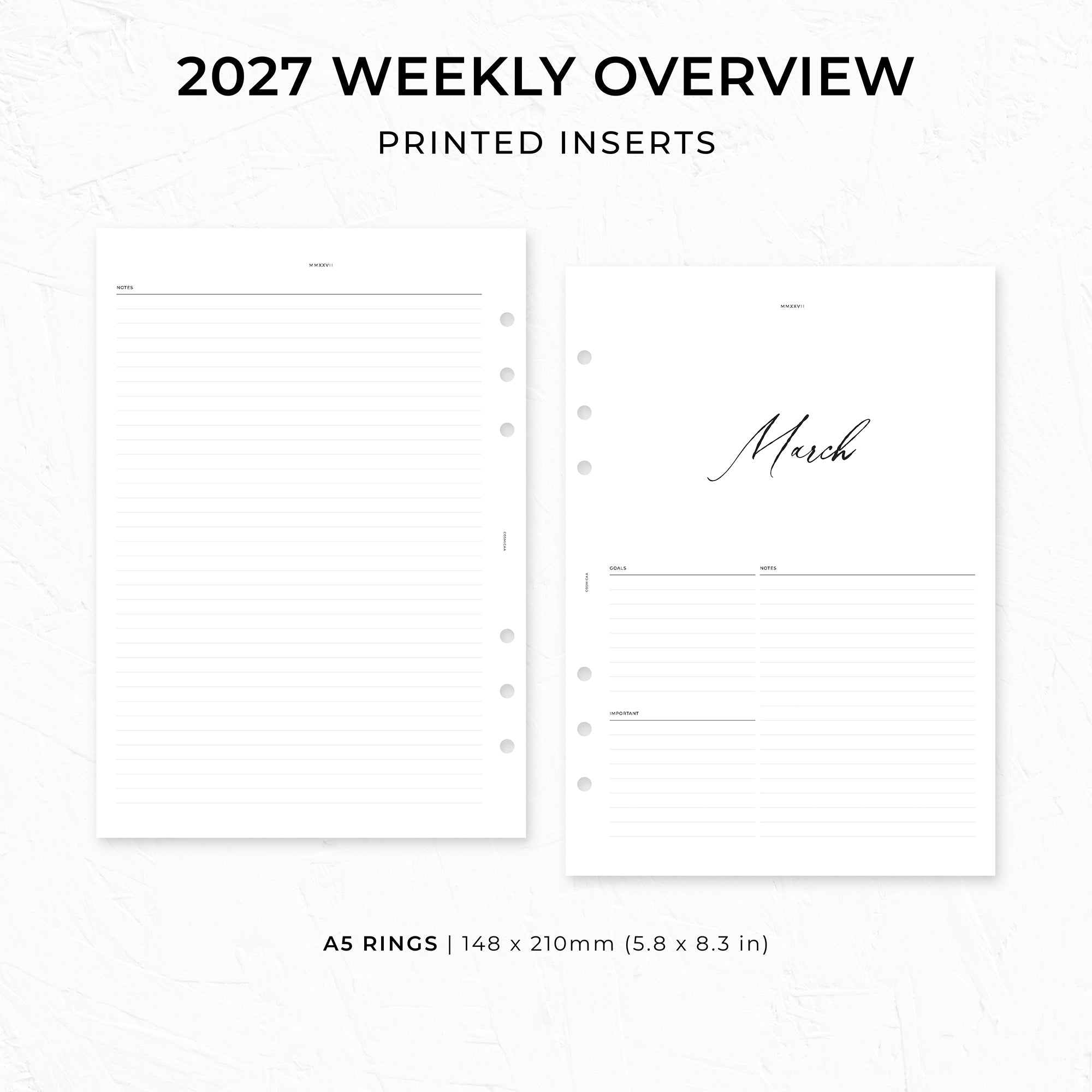 PI017 - 2027 Weekly Overview - Printed inserts