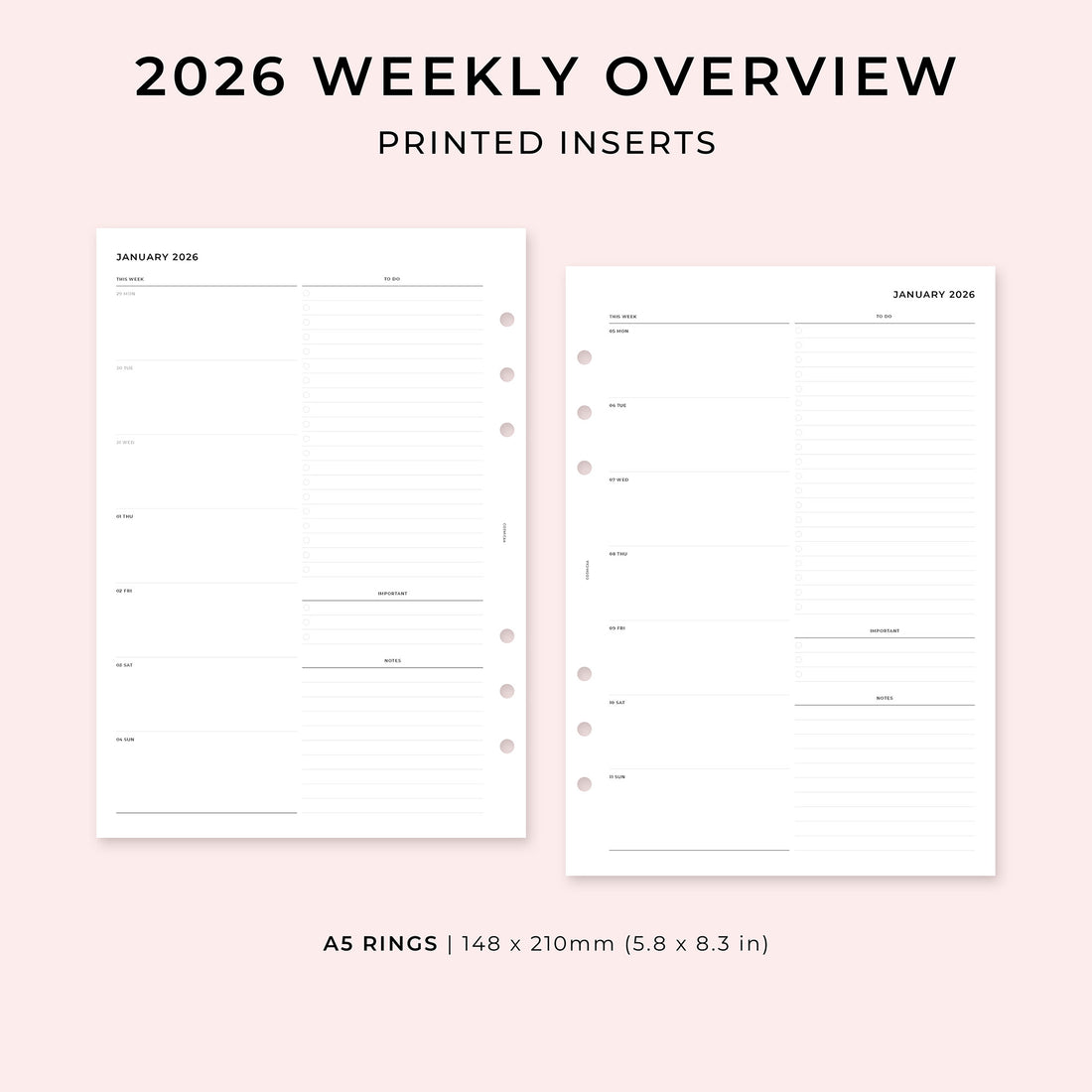 PI017 - 2026 Weekly Overview - Printed inserts