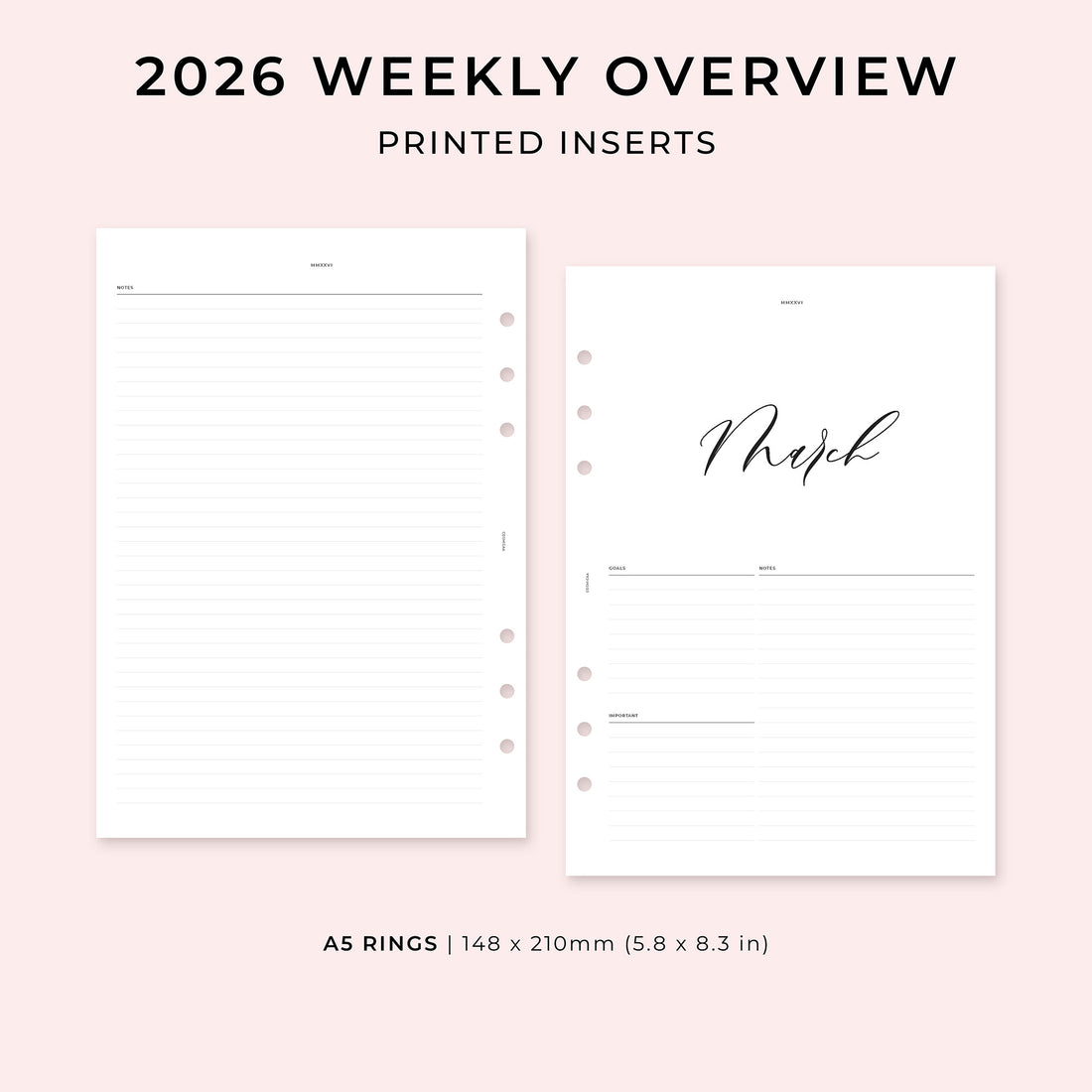 PI017 - 2026 Weekly Overview - Printed inserts