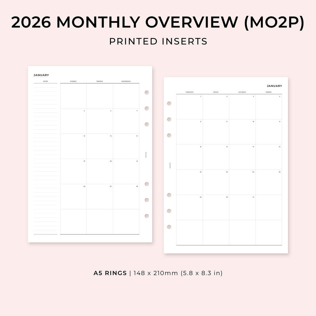PI018 - 2026 Monthly Overview (MO2P) - Printed inserts