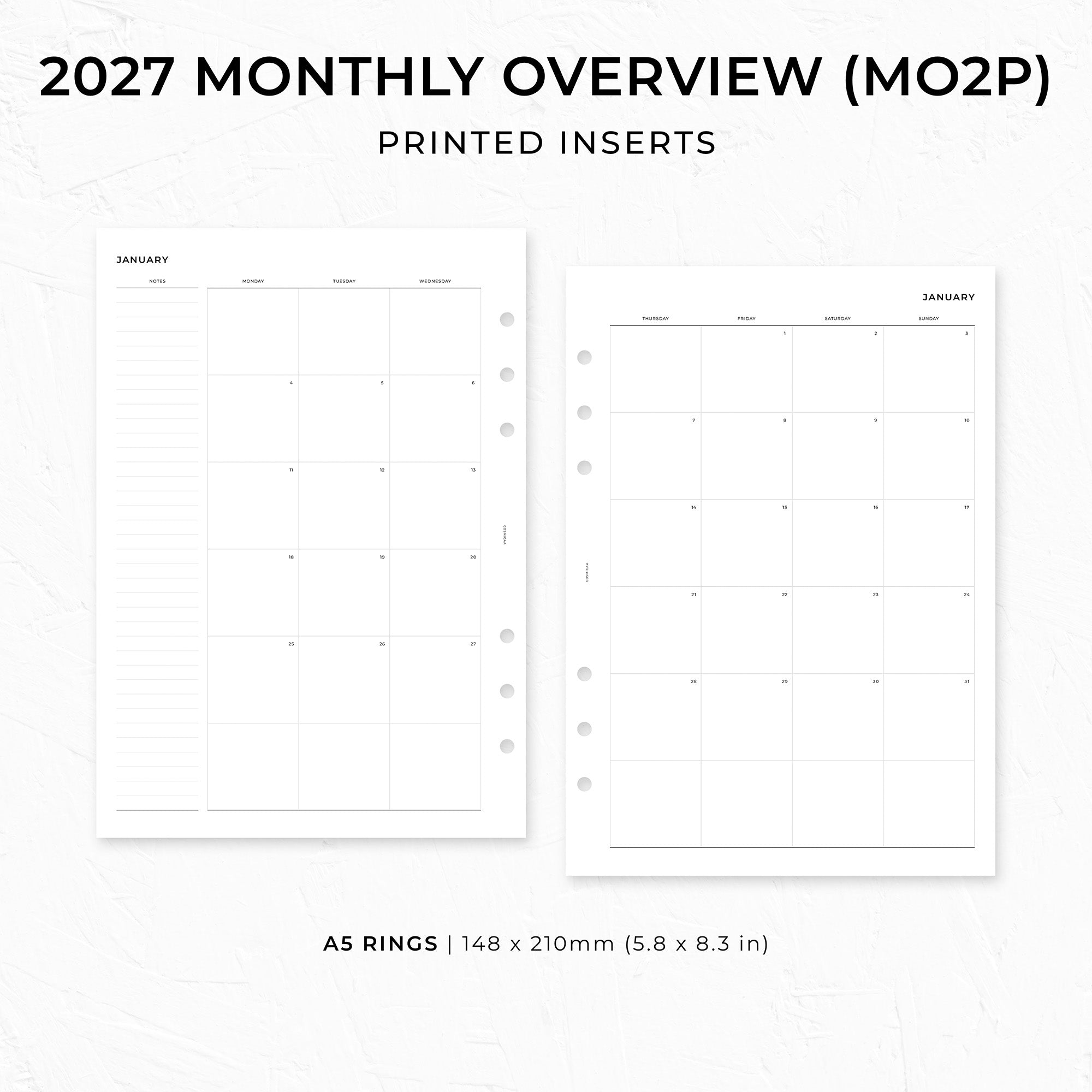 PI018 - 2027 Monthly Overview (MO2P) - Printed inserts