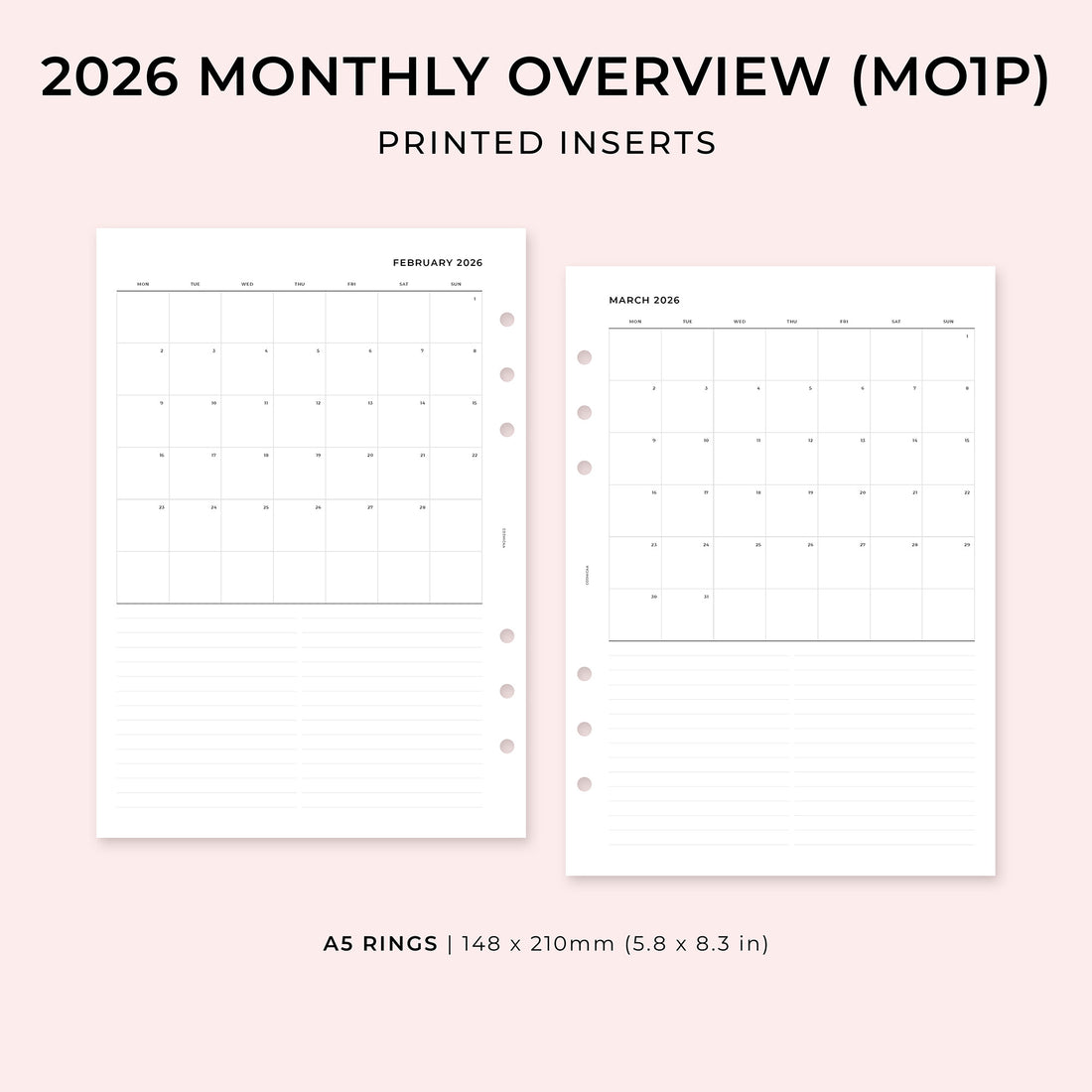 PI021 - 2026 Monthly Overview (MO1P) - Printed inserts
