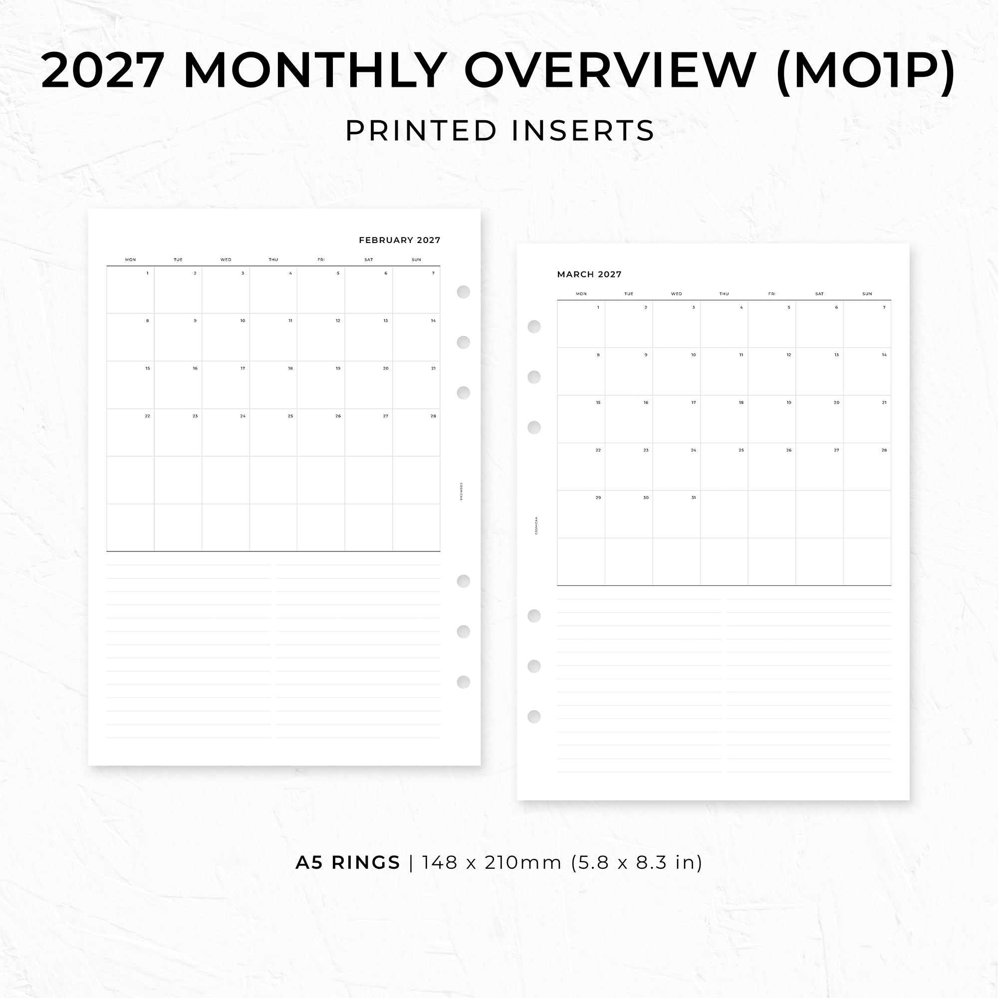 PI021 - 2027 Monthly Overview (MO1P) - Printed inserts