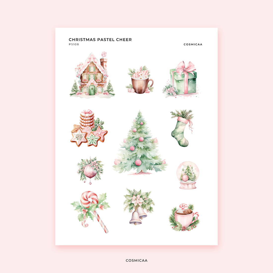 Christmas Pastel Cheer - Planner Stickers