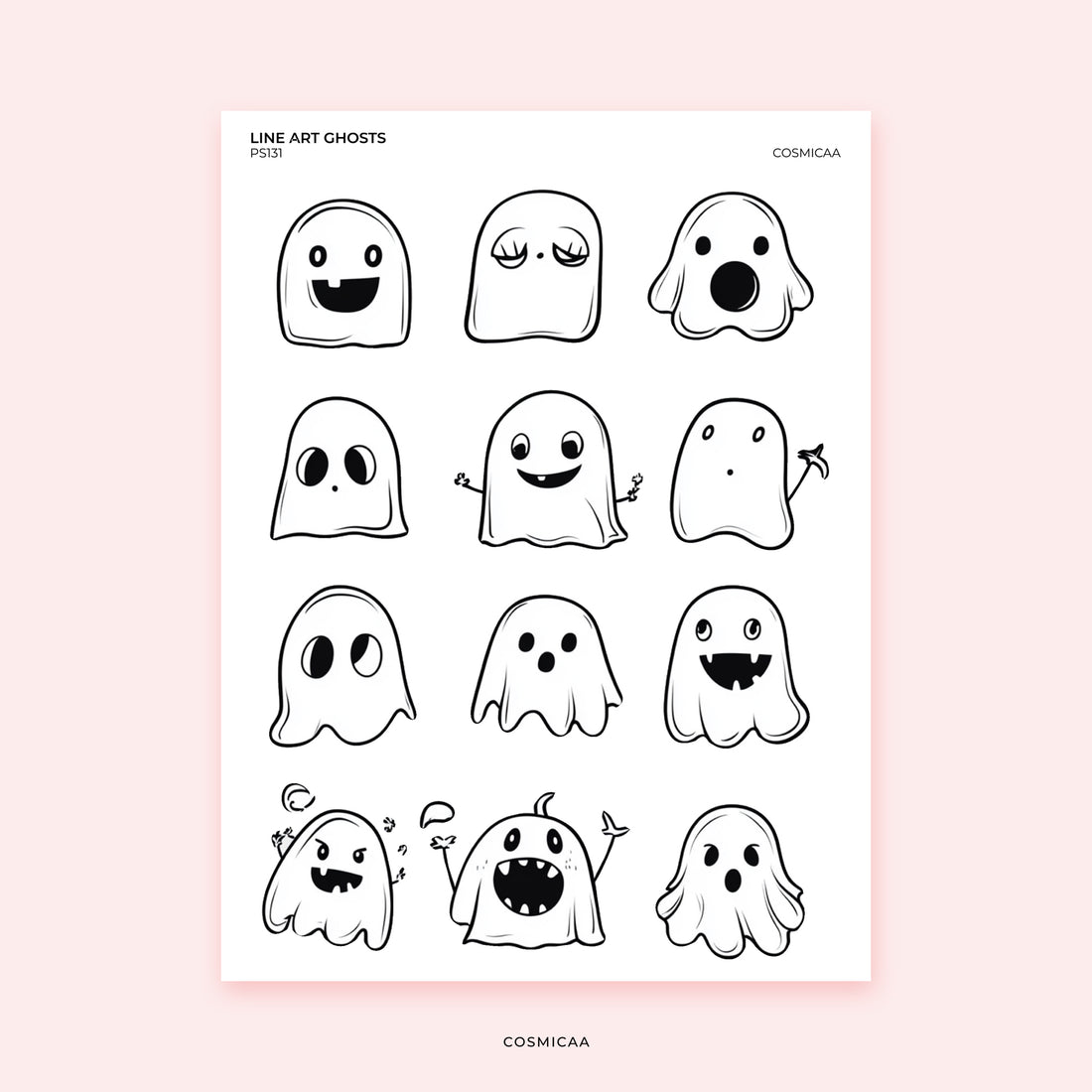 Lineart Ghosts- Planner Stickers