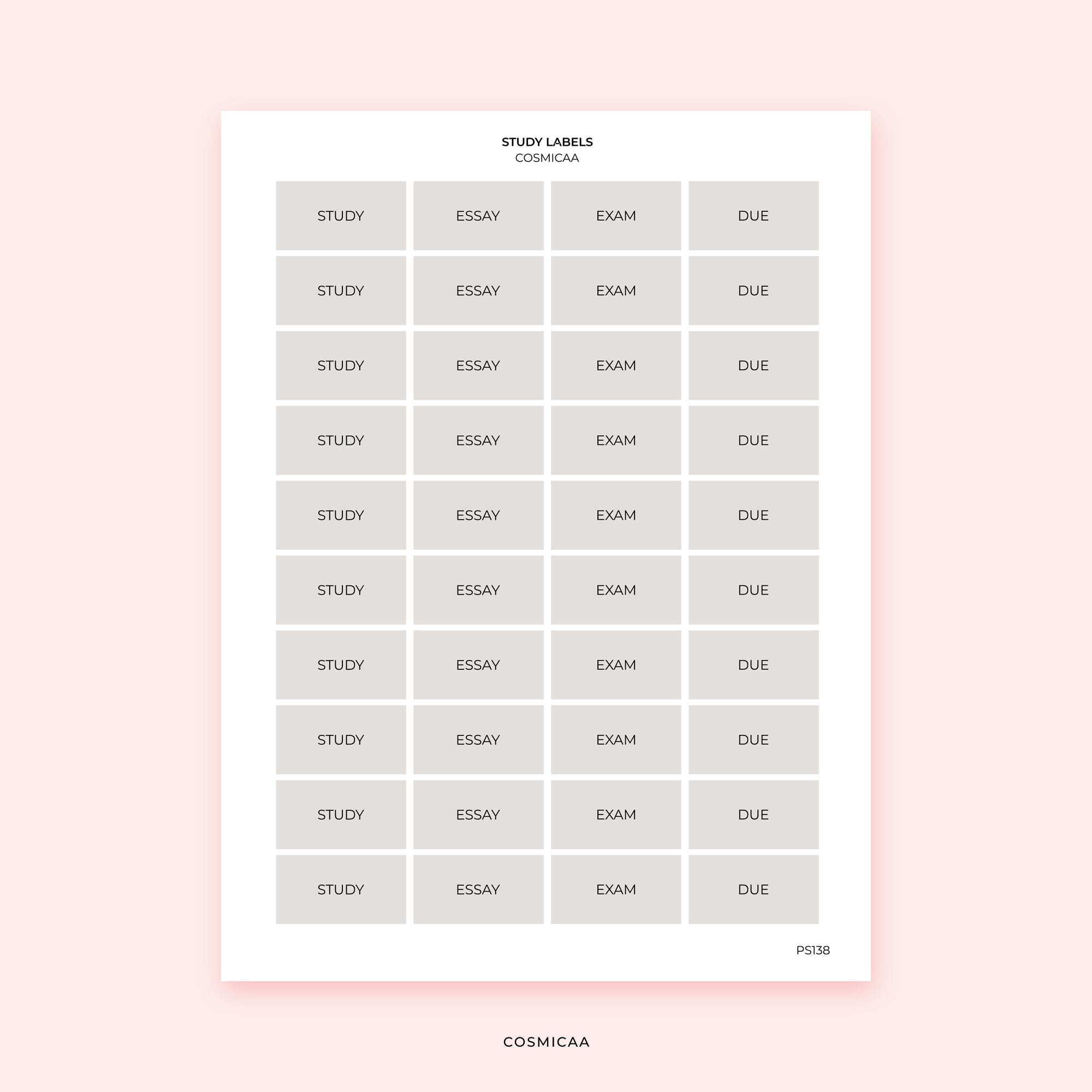 Study Labels - Planner Stickers