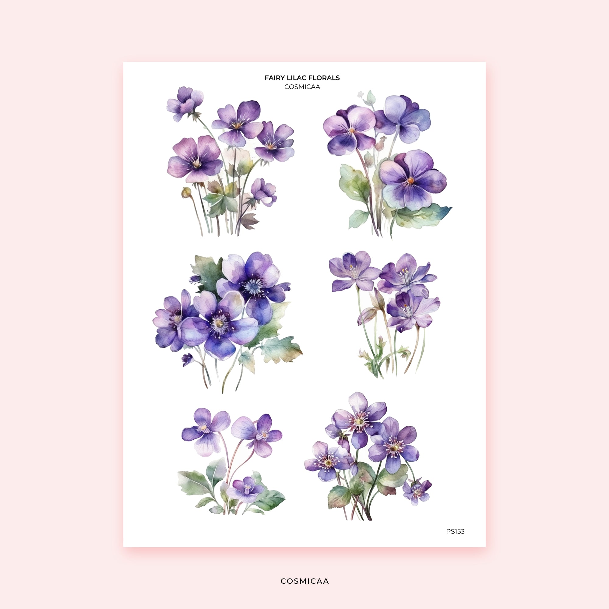 Fairy lilac florals - Planner Stickers