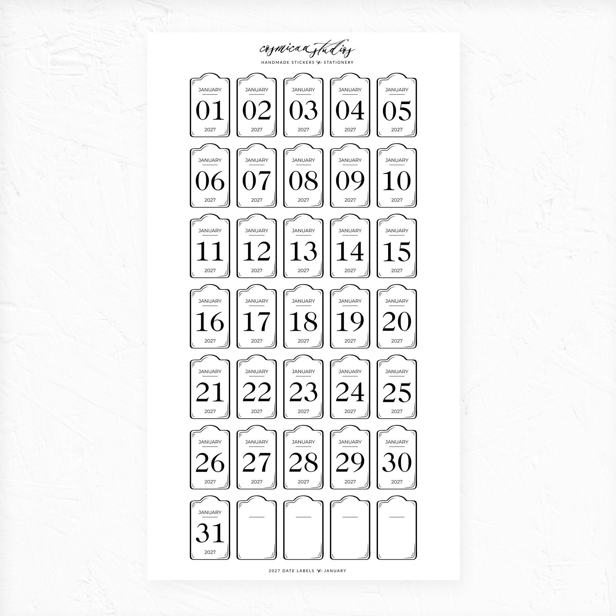 Date Labels - Vertical - Planner Stickers