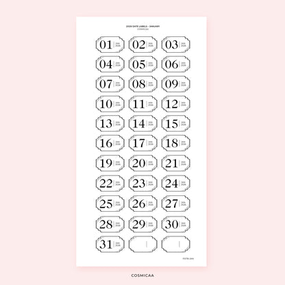 2026 Date Labels - Horizontal - Planner Stickers