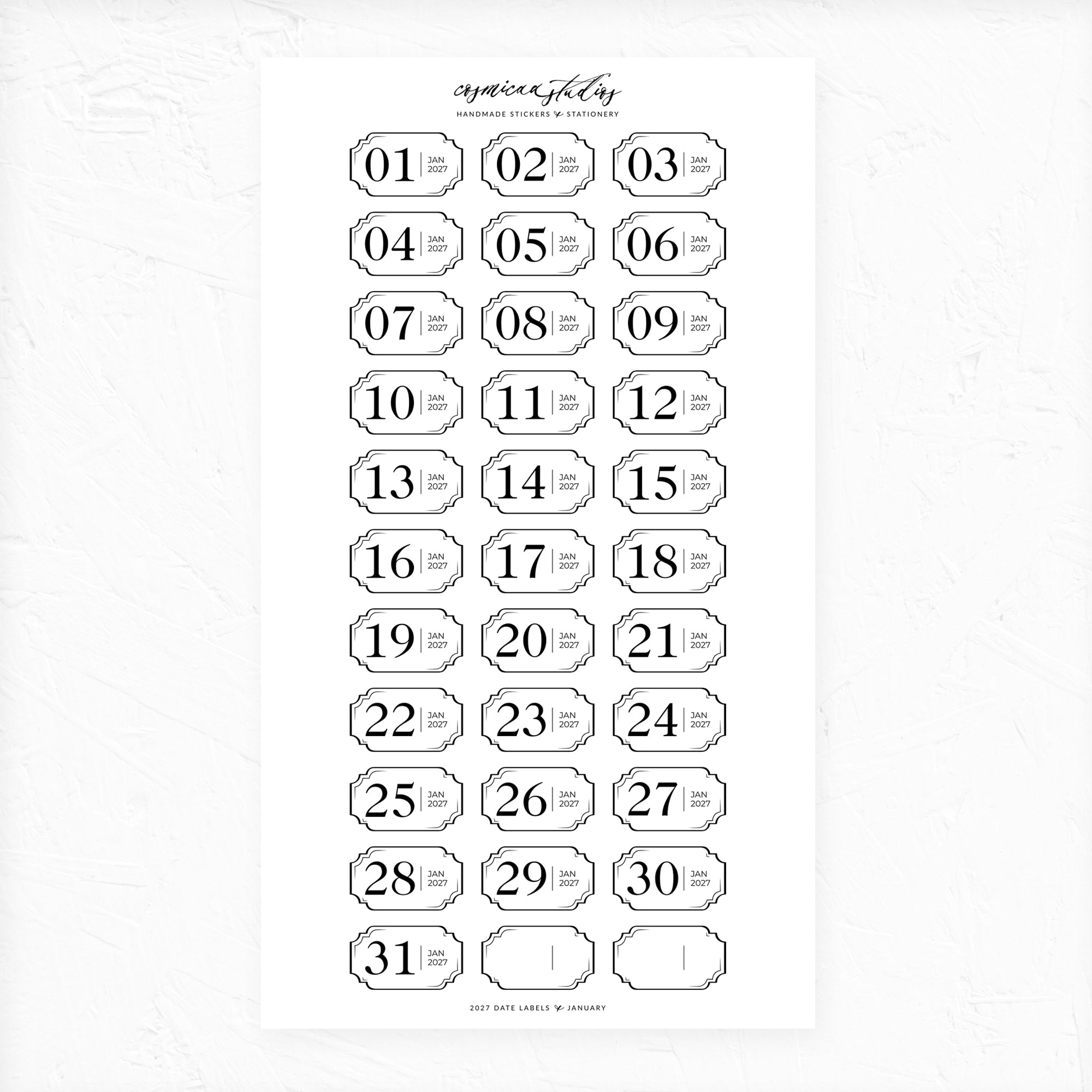 Date Labels - Horizontal - Planner Stickers