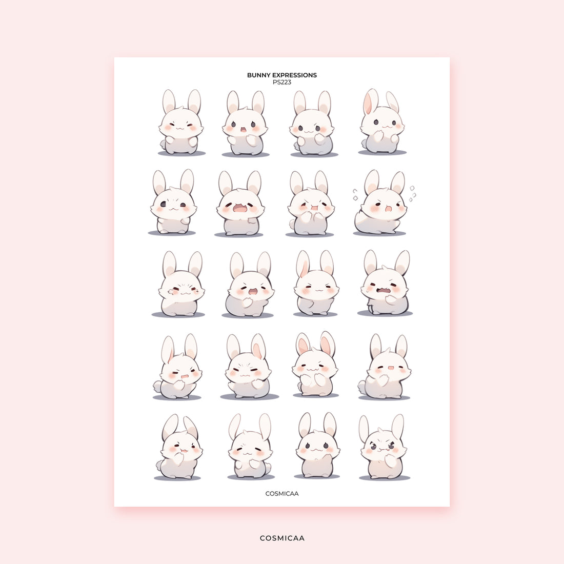 Cute Bunny Expressions - Stickers