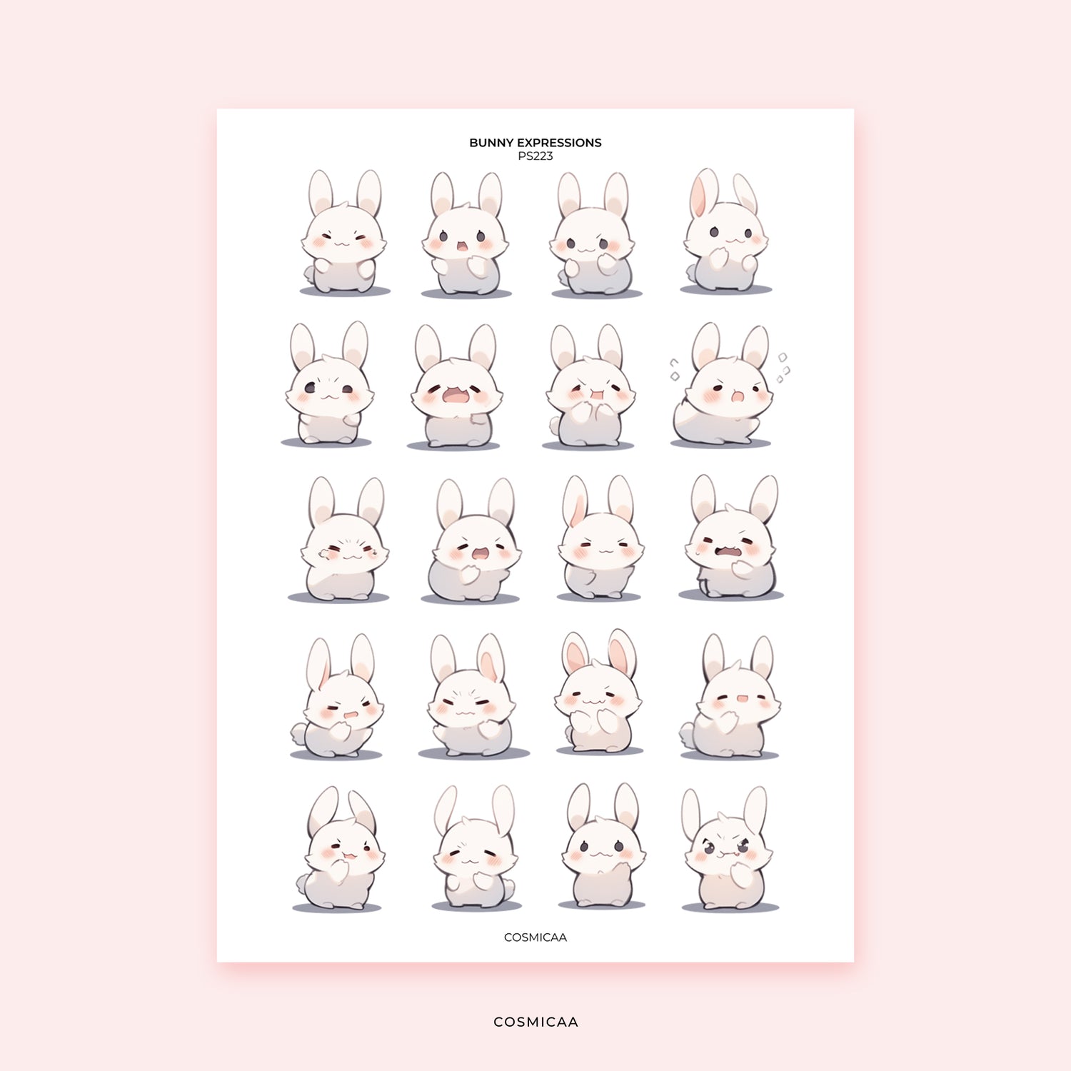 Cute Bunny Expressions - Stickers