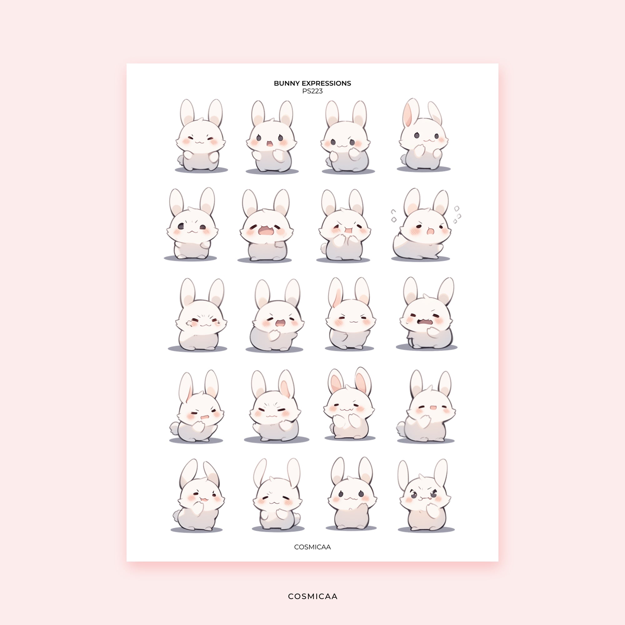Cute Bunny Expressions - Stickers