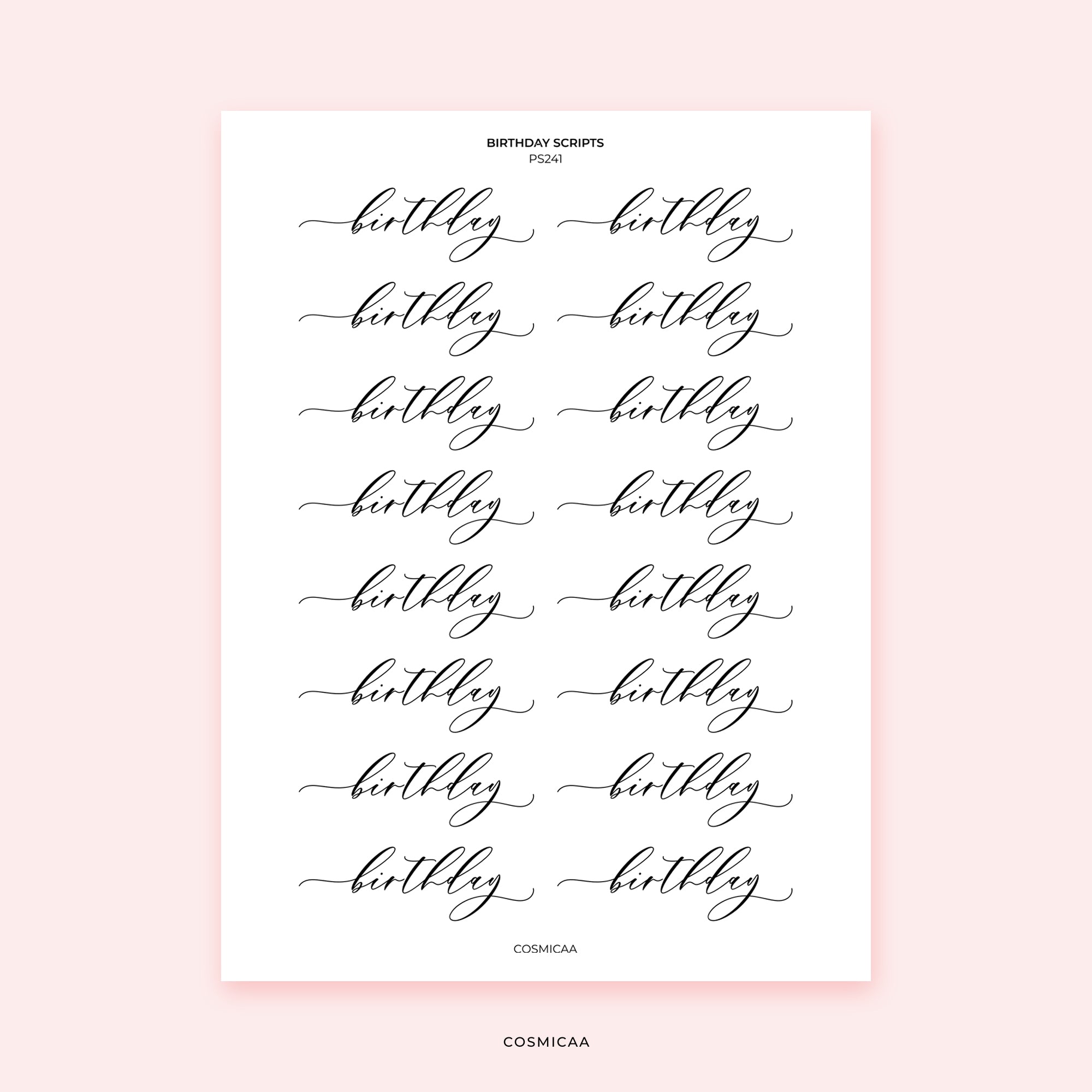 Birthday Scripts - Stickers